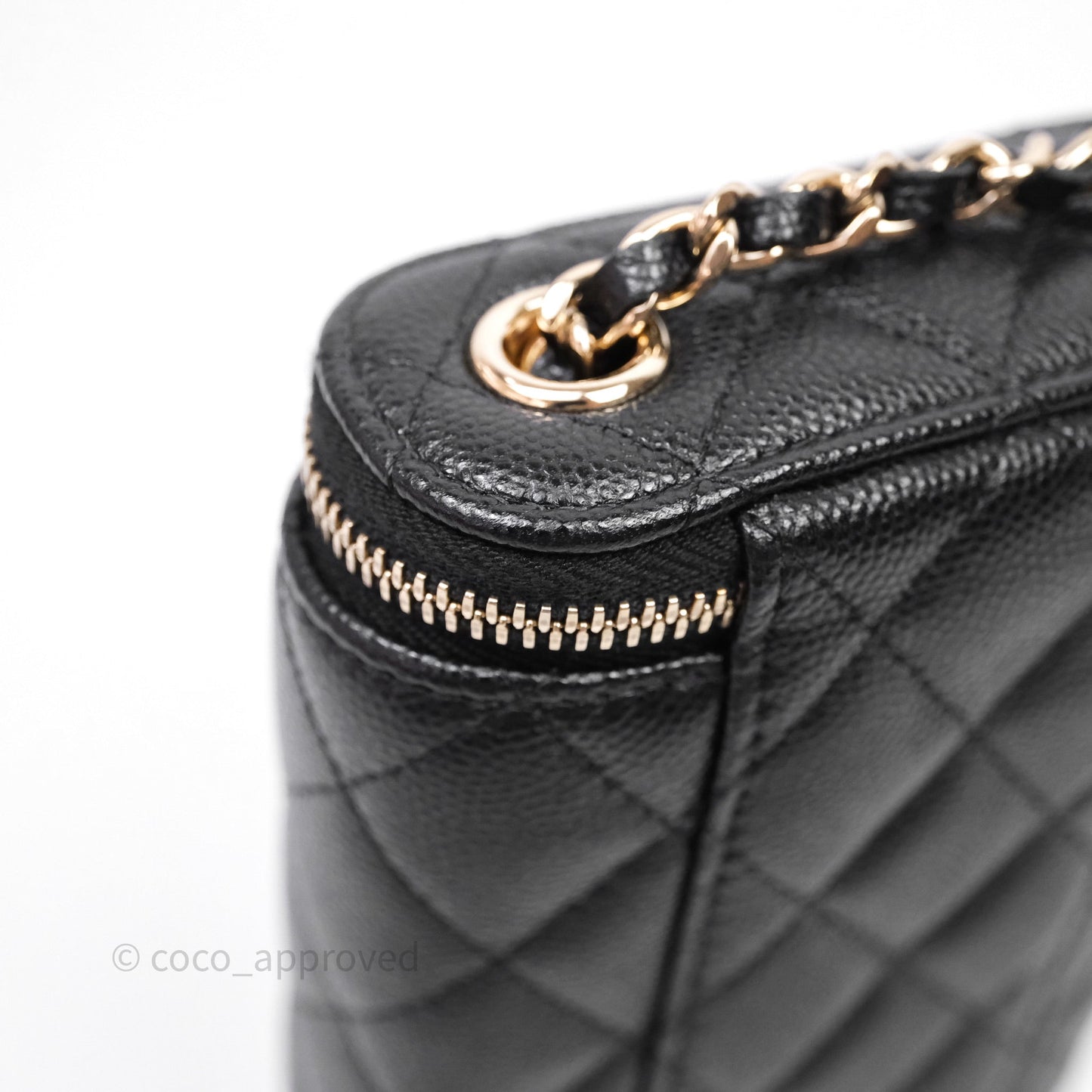 Chanel Classic Mini Vanity With Chain Black Caviar Gold Hardware
