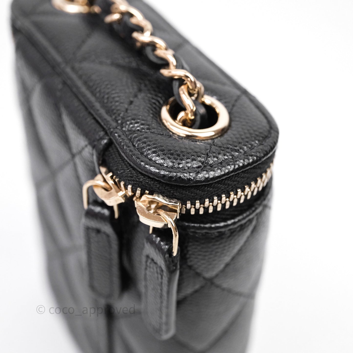 Chanel Classic Mini Vanity With Chain Black Caviar Gold Hardware