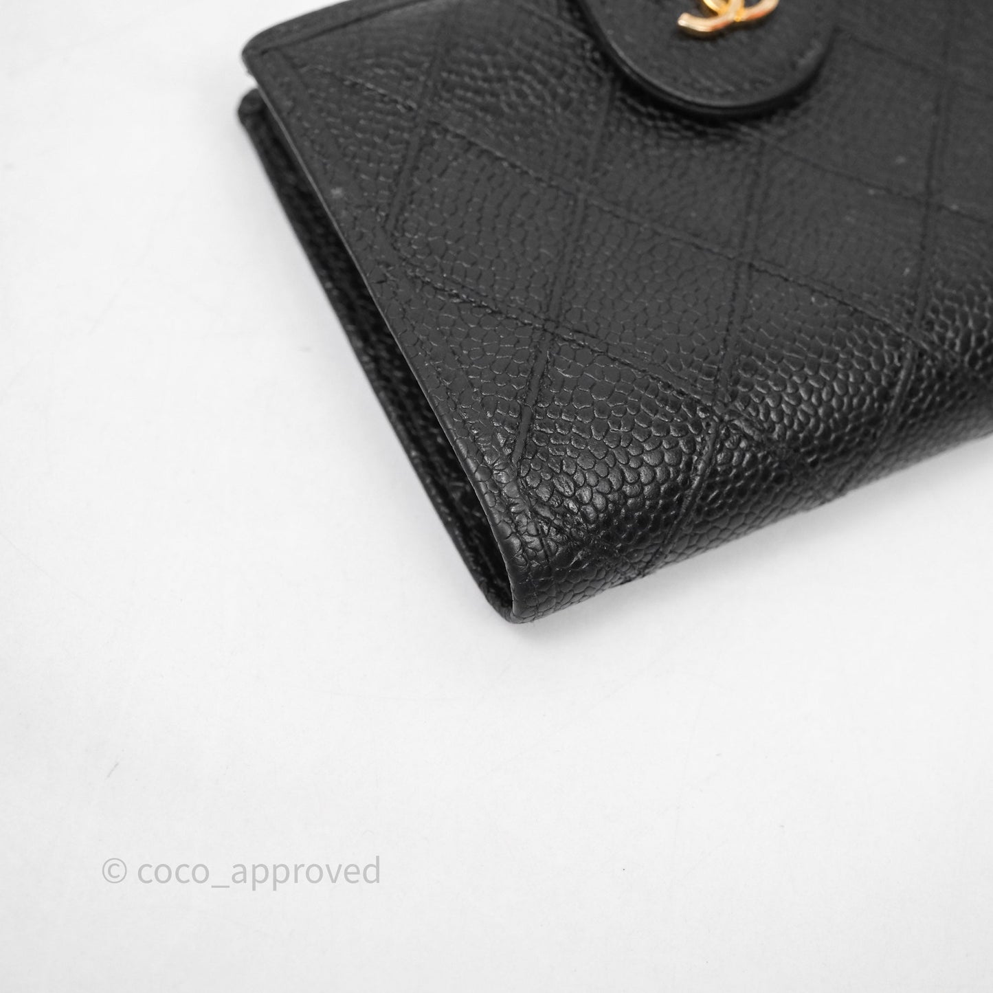 Chanel Vintage Buckle Wallet Black Caviar Gold Hardware⁣