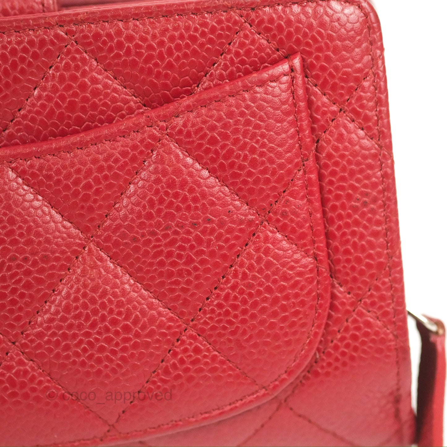 Chanel Classic French Wallet Quilted Red Caviar Silver Hardware