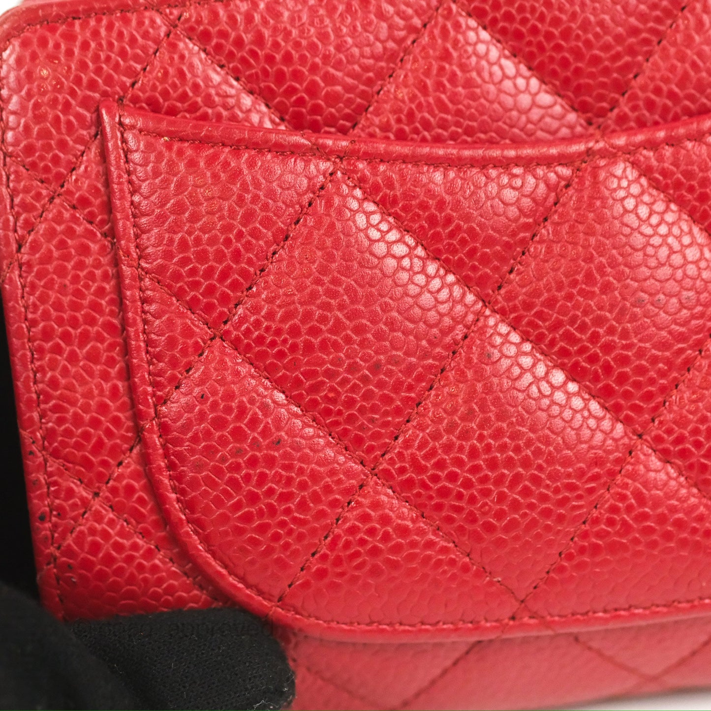Chanel Classic French Wallet Quilted Red Caviar Silver Hardware