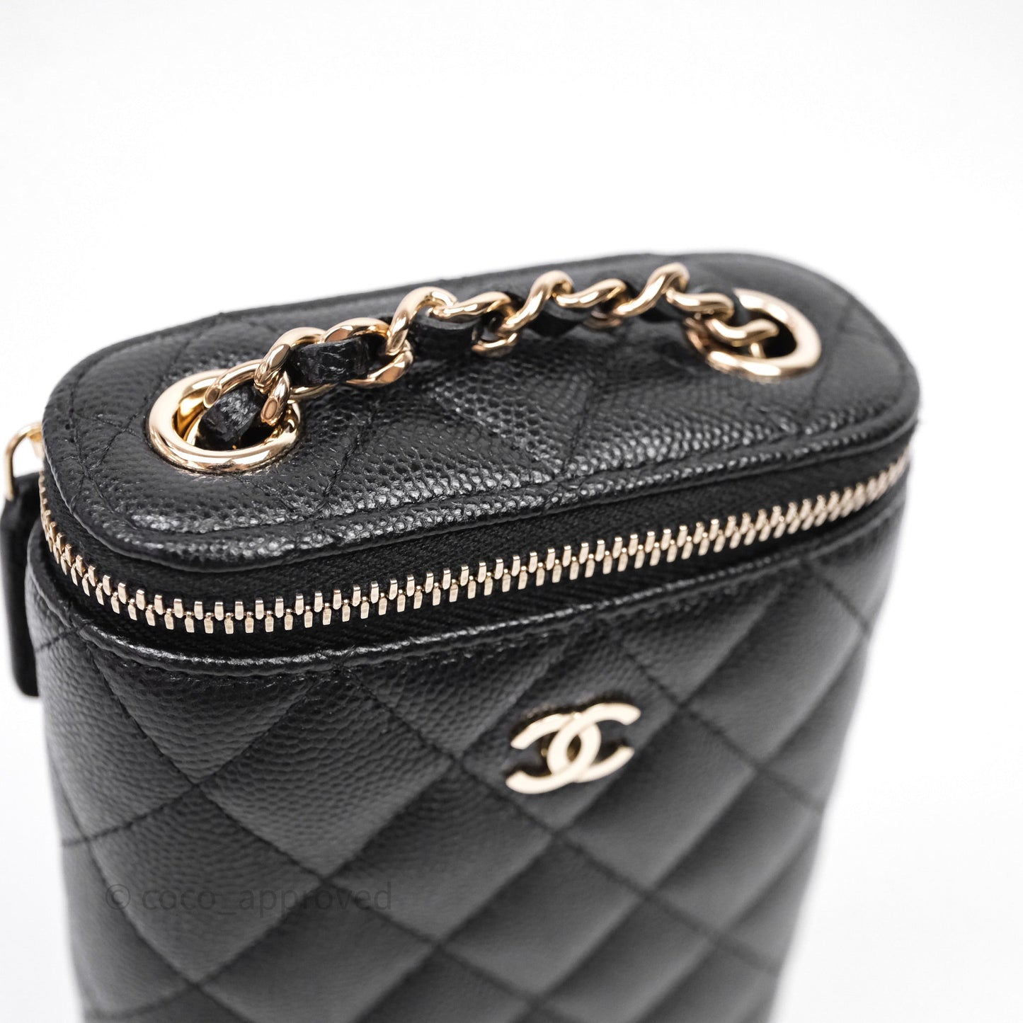 Chanel Classic Mini Vanity With Chain Black Caviar Gold Hardware