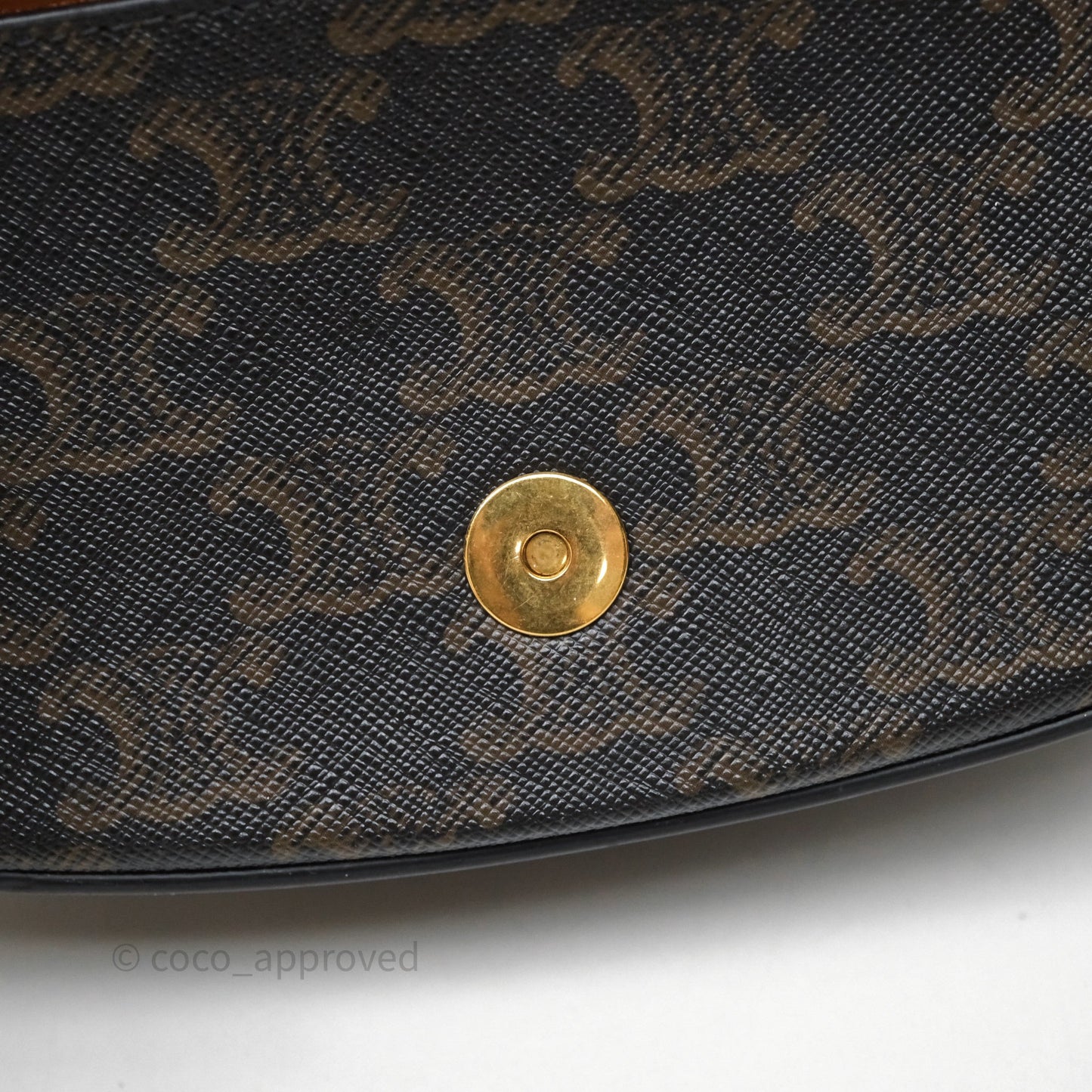 Celine Clutch on Strap Tabou Triomphe Canvas Tan Calfskin
