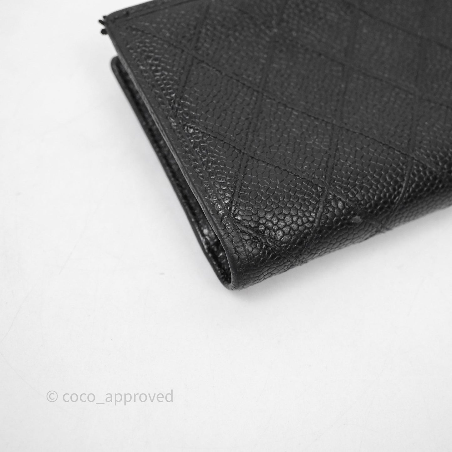 Chanel Vintage Buckle Wallet Black Caviar Gold Hardware⁣