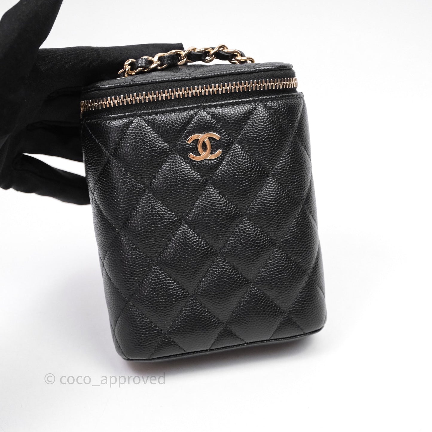 Chanel Classic Mini Vanity With Chain Black Caviar Gold Hardware