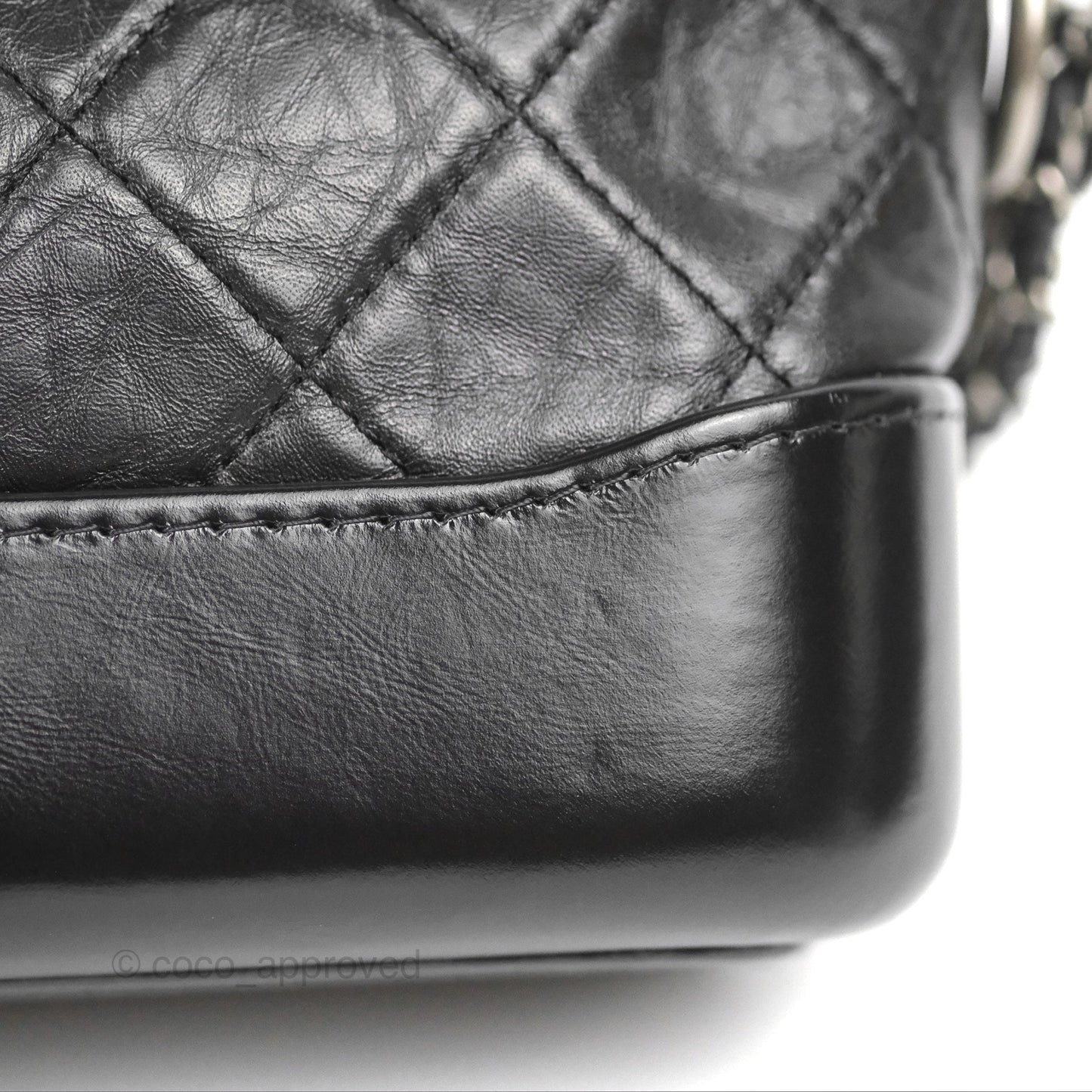 Chanel Quilted Small Gabrielle Hobo Black Aged Calfskin Mixed Hardware