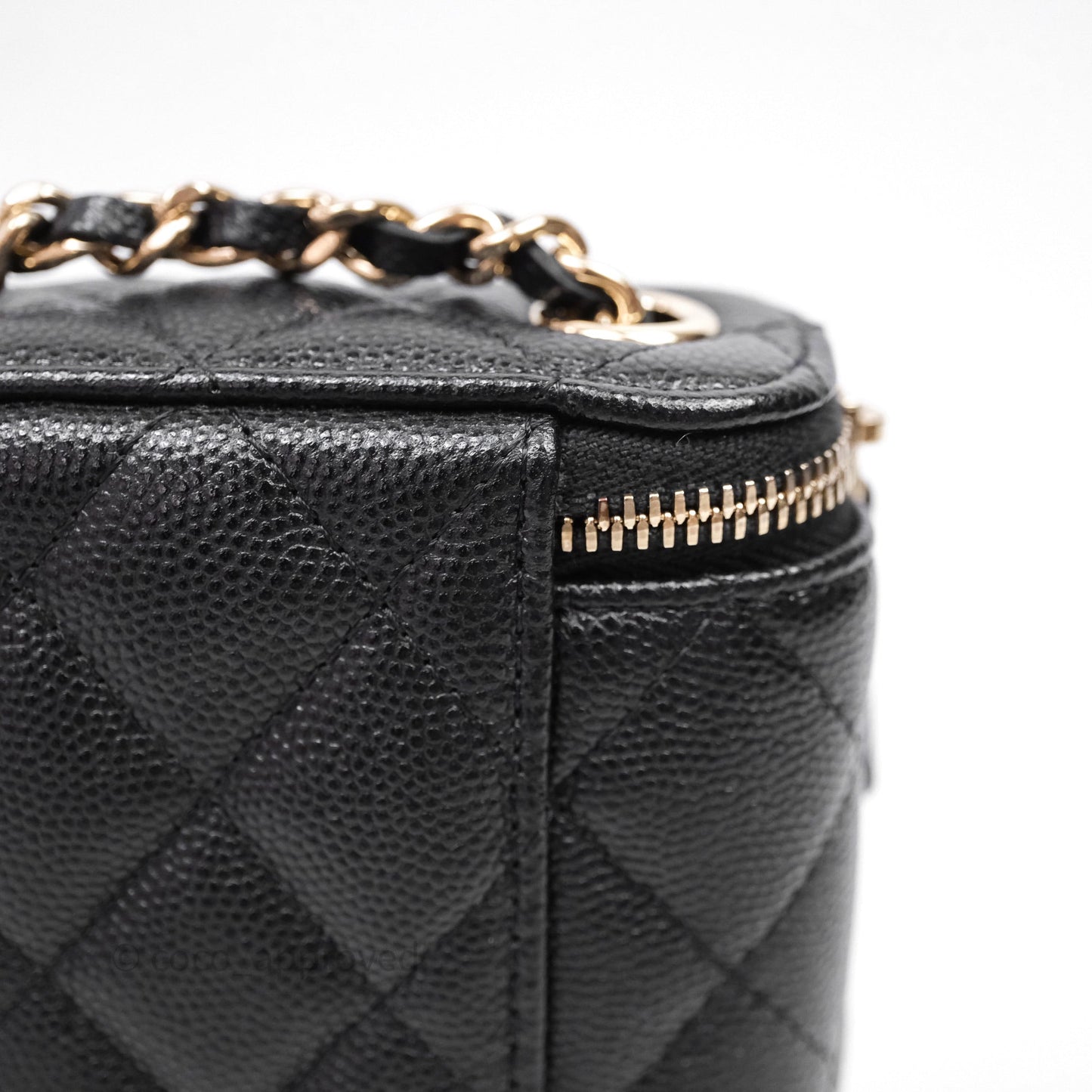 Chanel Classic Mini Vanity With Chain Black Caviar Gold Hardware