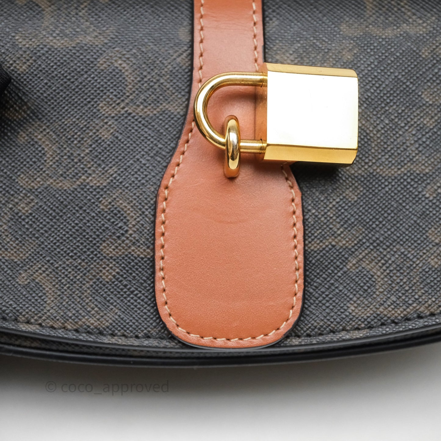 Celine Clutch on Strap Tabou Triomphe Canvas Tan Calfskin