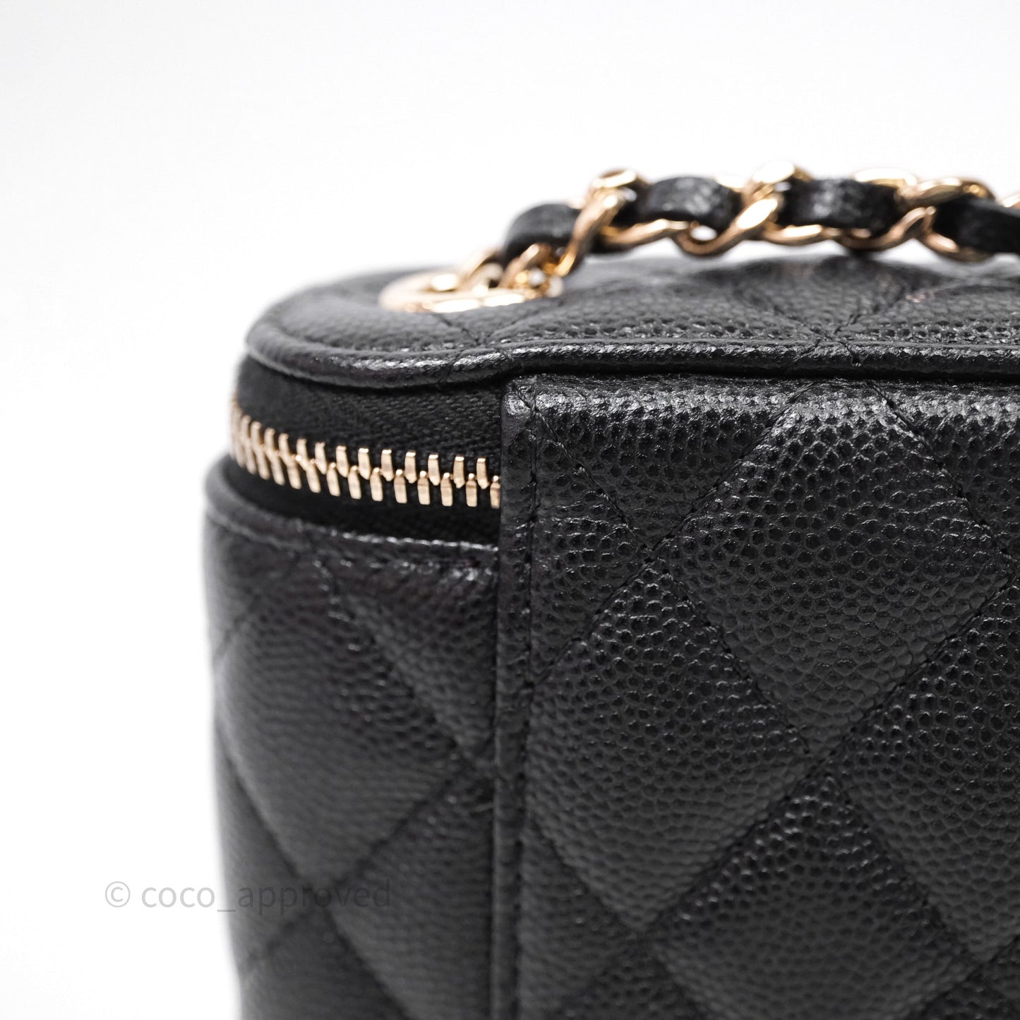 Chanel Classic Mini Vanity With Chain Black Caviar Gold Hardware
