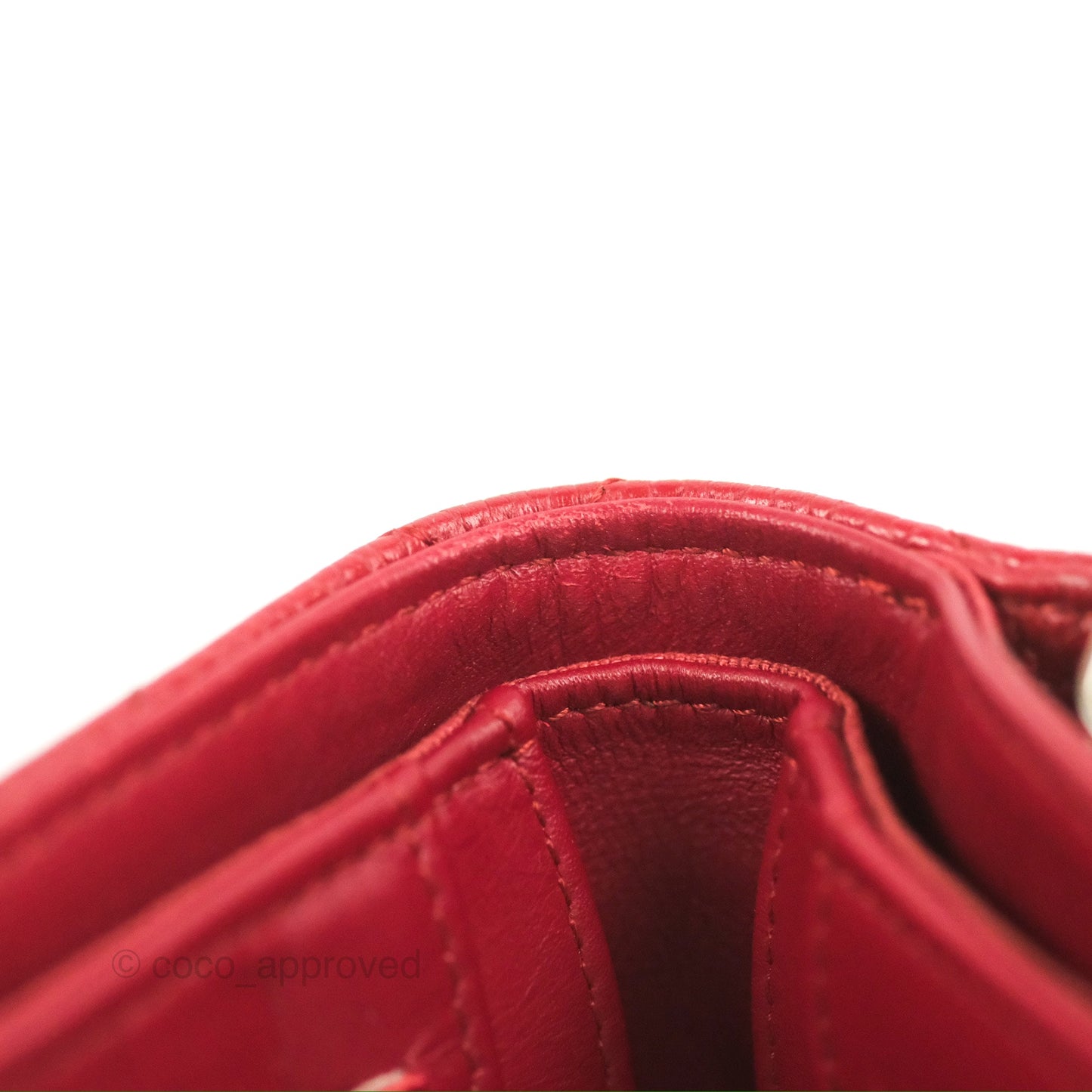 Chanel Classic French Wallet Quilted Red Caviar Silver Hardware