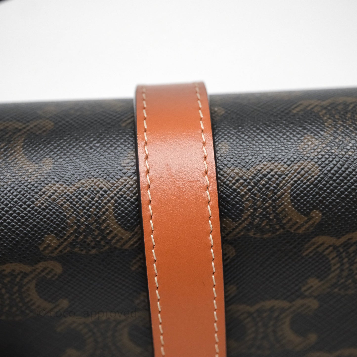 Celine Clutch on Strap Tabou Triomphe Canvas Tan Calfskin