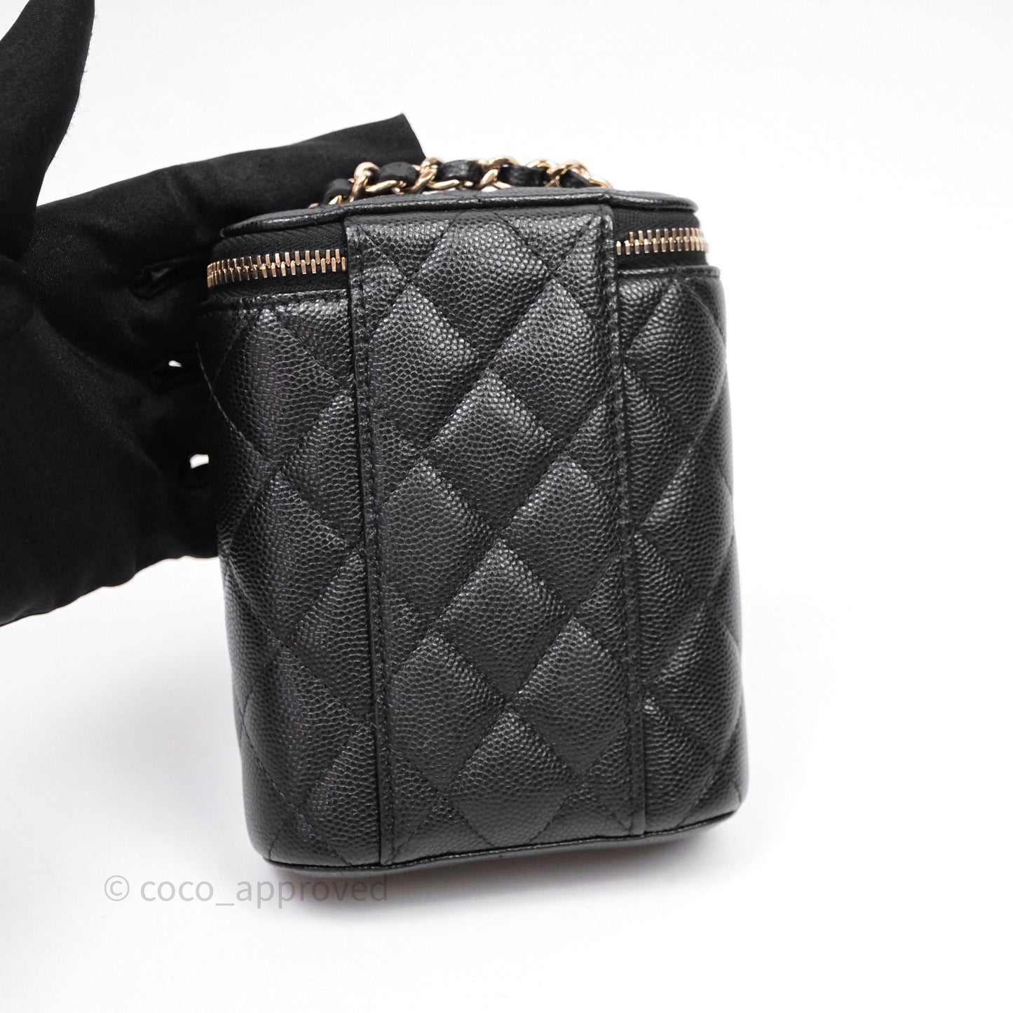 Chanel Classic Mini Vanity With Chain Black Caviar Gold Hardware