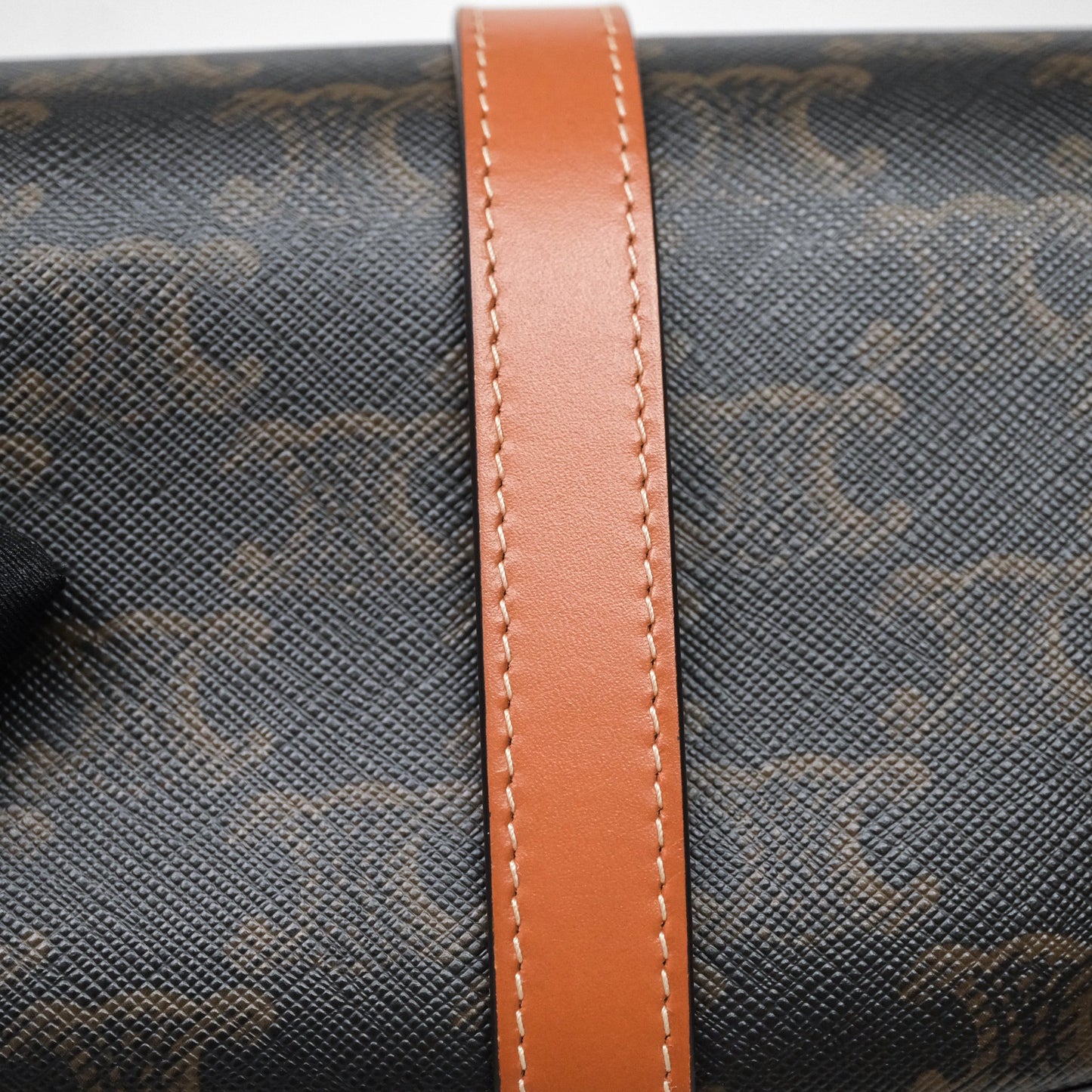 Celine Clutch on Strap Tabou Triomphe Canvas Tan Calfskin
