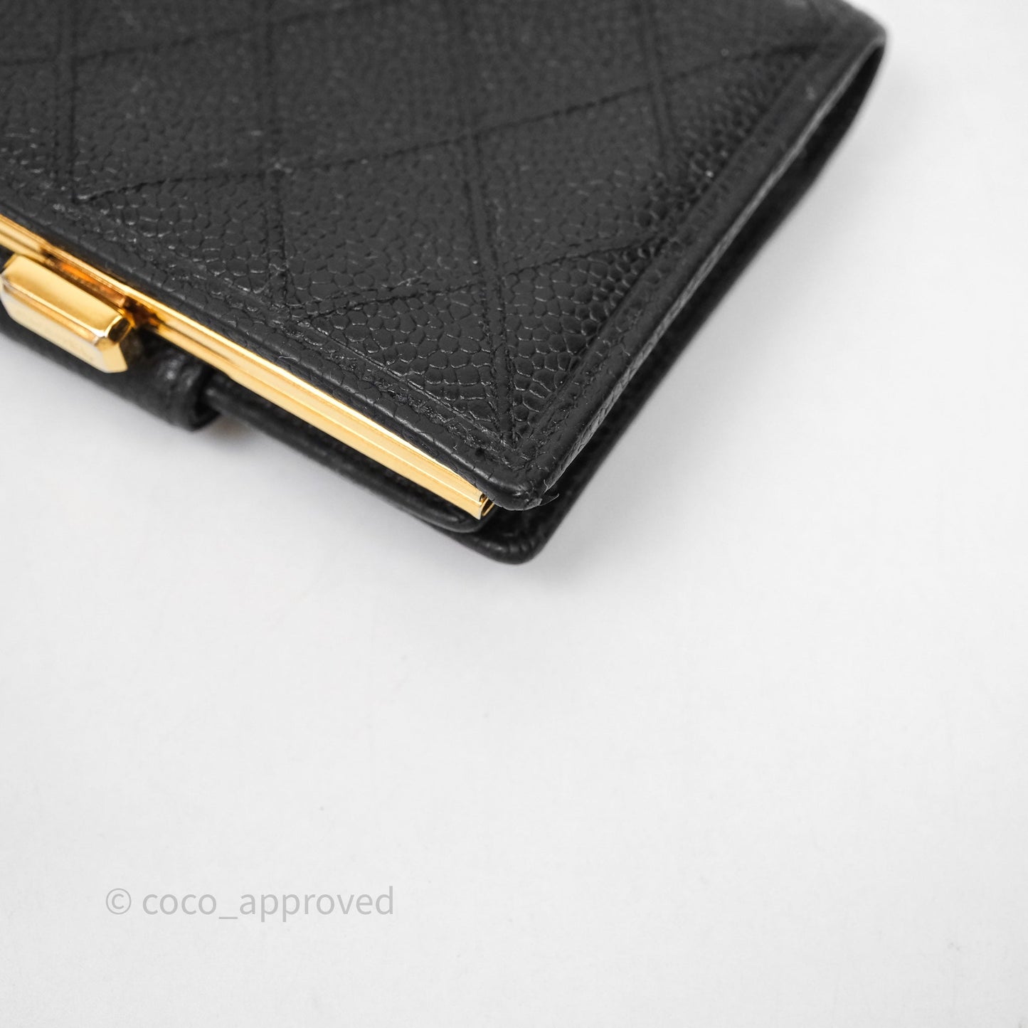 Chanel Vintage Buckle Wallet Black Caviar Gold Hardware⁣