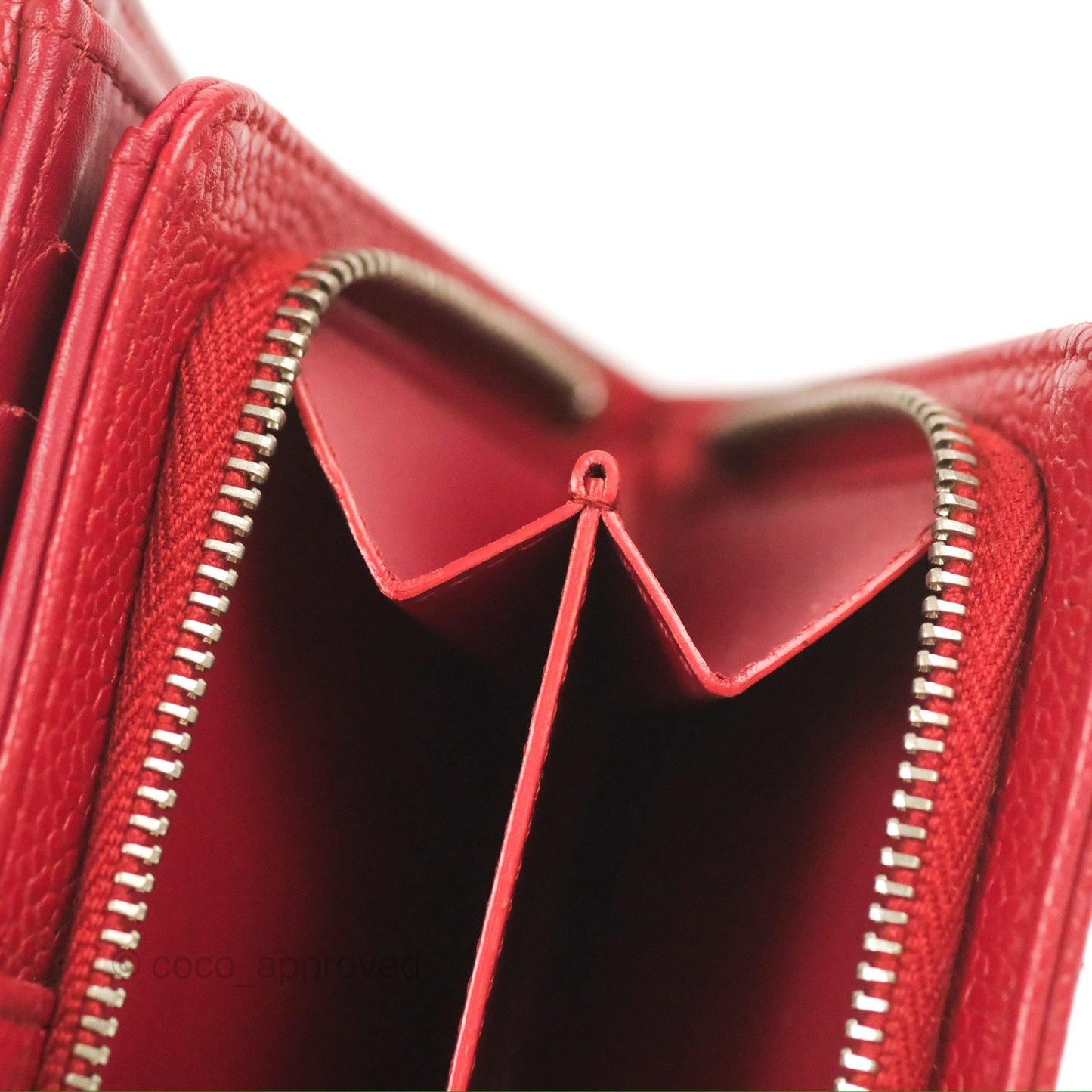 Chanel Classic French Wallet Quilted Red Caviar Silver Hardware
