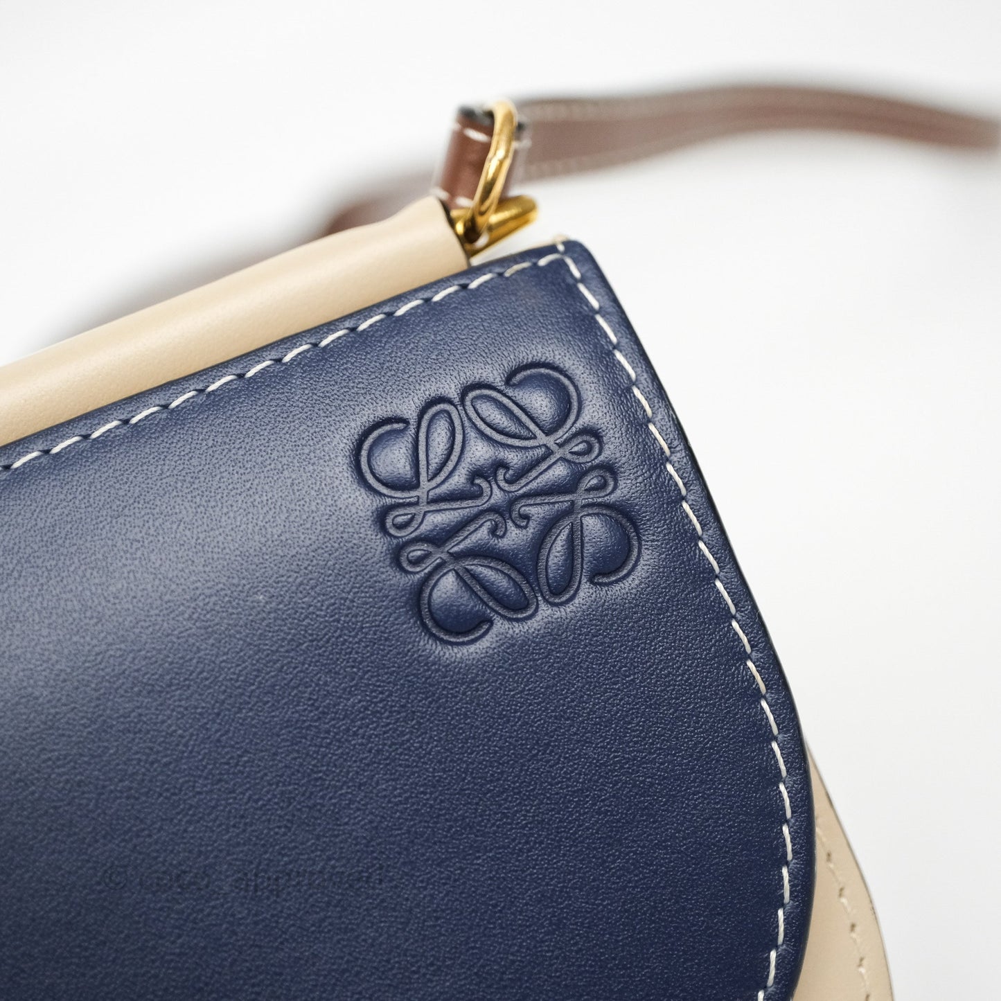 Loewe Gate Pochette Crossbody Bag Beige/ Navy Calfskin