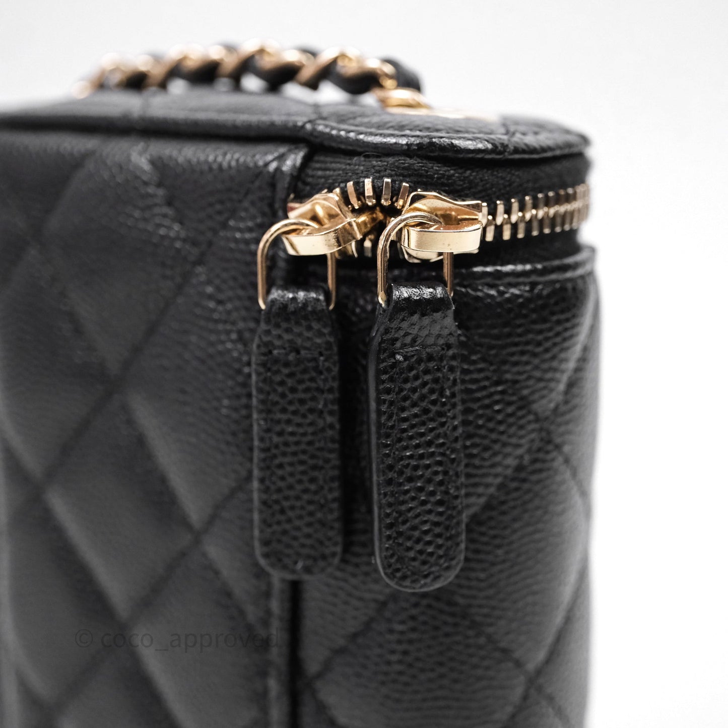 Chanel Classic Mini Vanity With Chain Black Caviar Gold Hardware