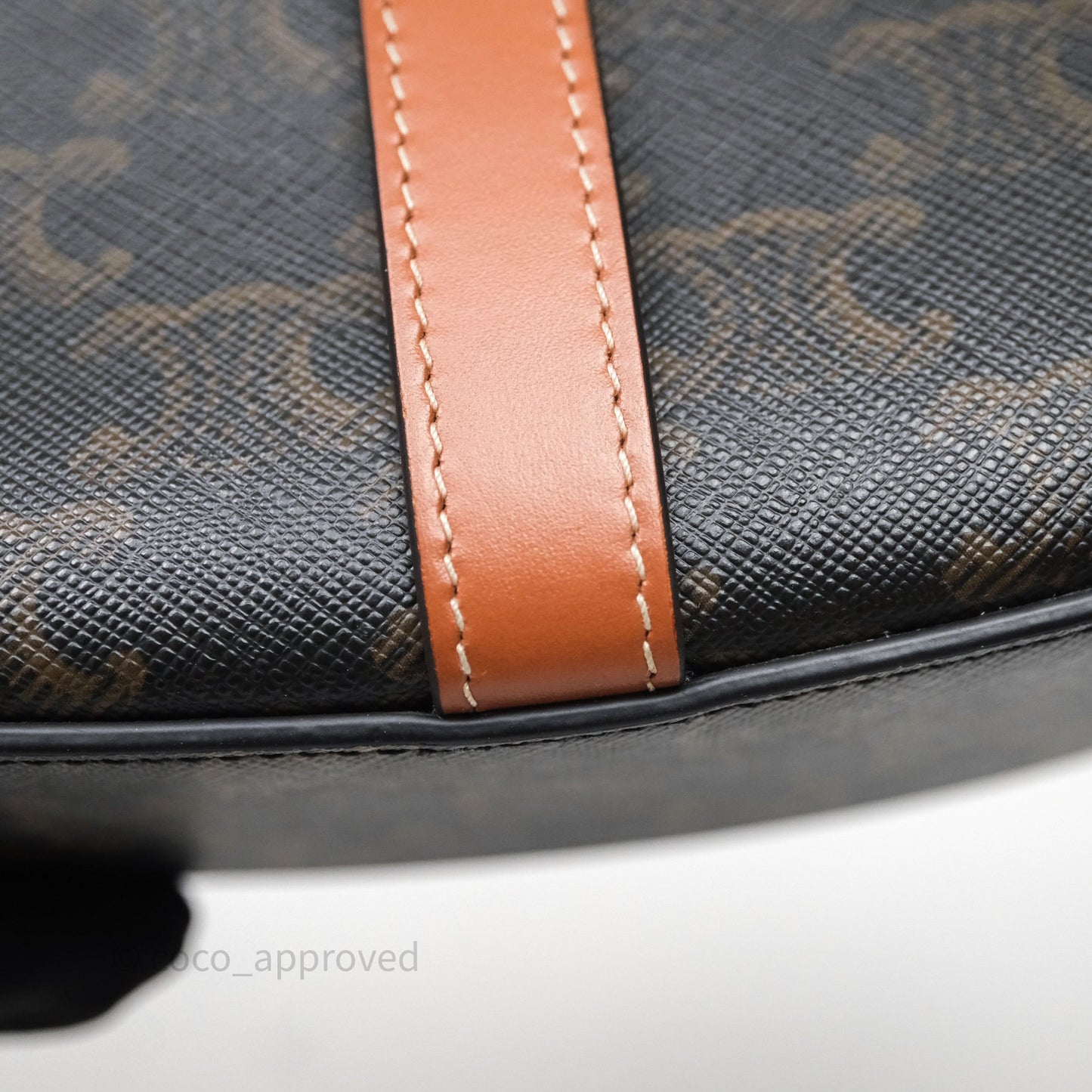 Celine Clutch on Strap Tabou Triomphe Canvas Tan Calfskin
