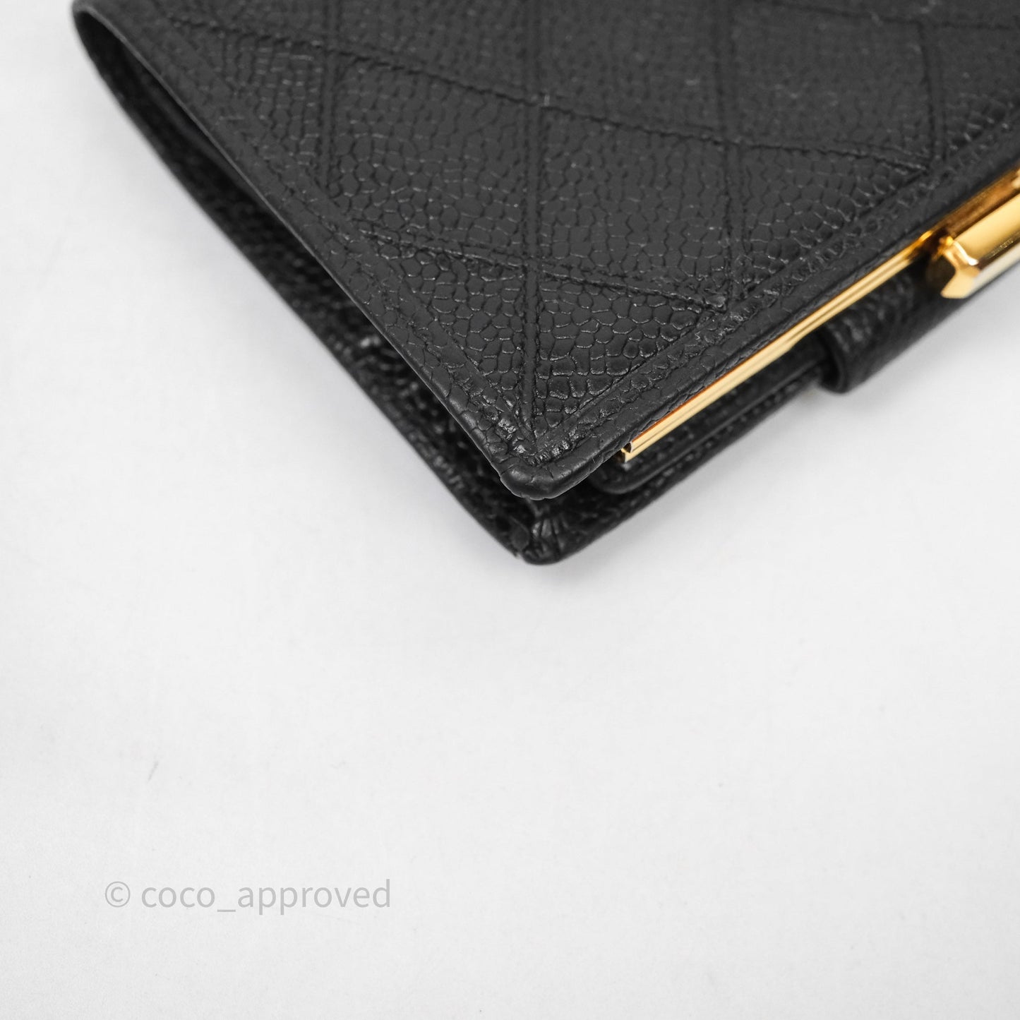 Chanel Vintage Buckle Wallet Black Caviar Gold Hardware⁣