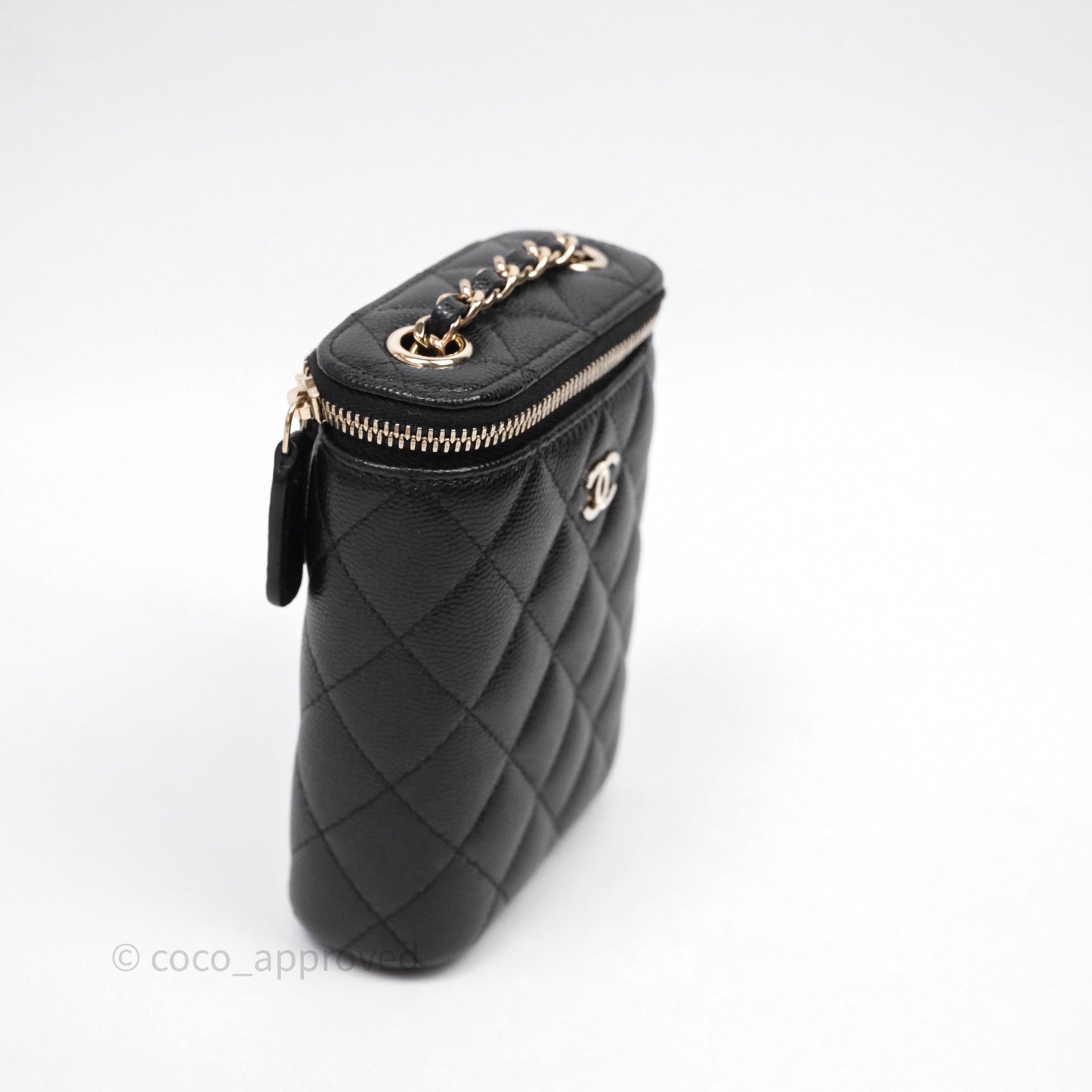 Chanel Classic Mini Vanity With Chain Black Caviar Gold Hardware