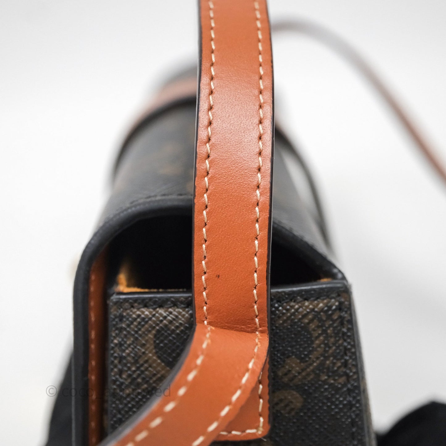 Celine Clutch on Strap Tabou Triomphe Canvas Tan Calfskin