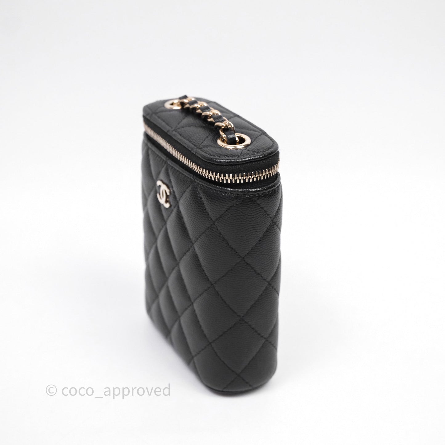Chanel Classic Mini Vanity With Chain Black Caviar Gold Hardware