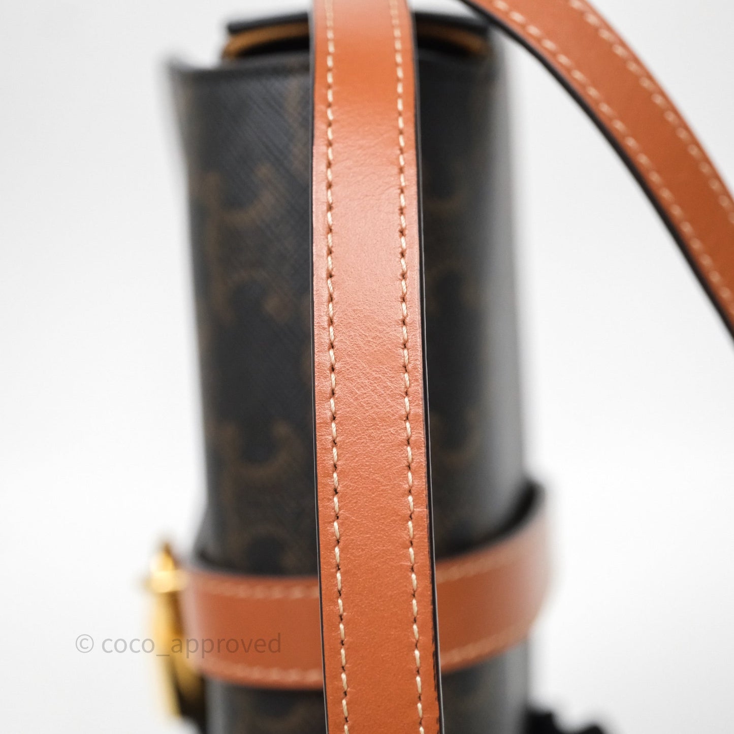 Celine Clutch on Strap Tabou Triomphe Canvas Tan Calfskin