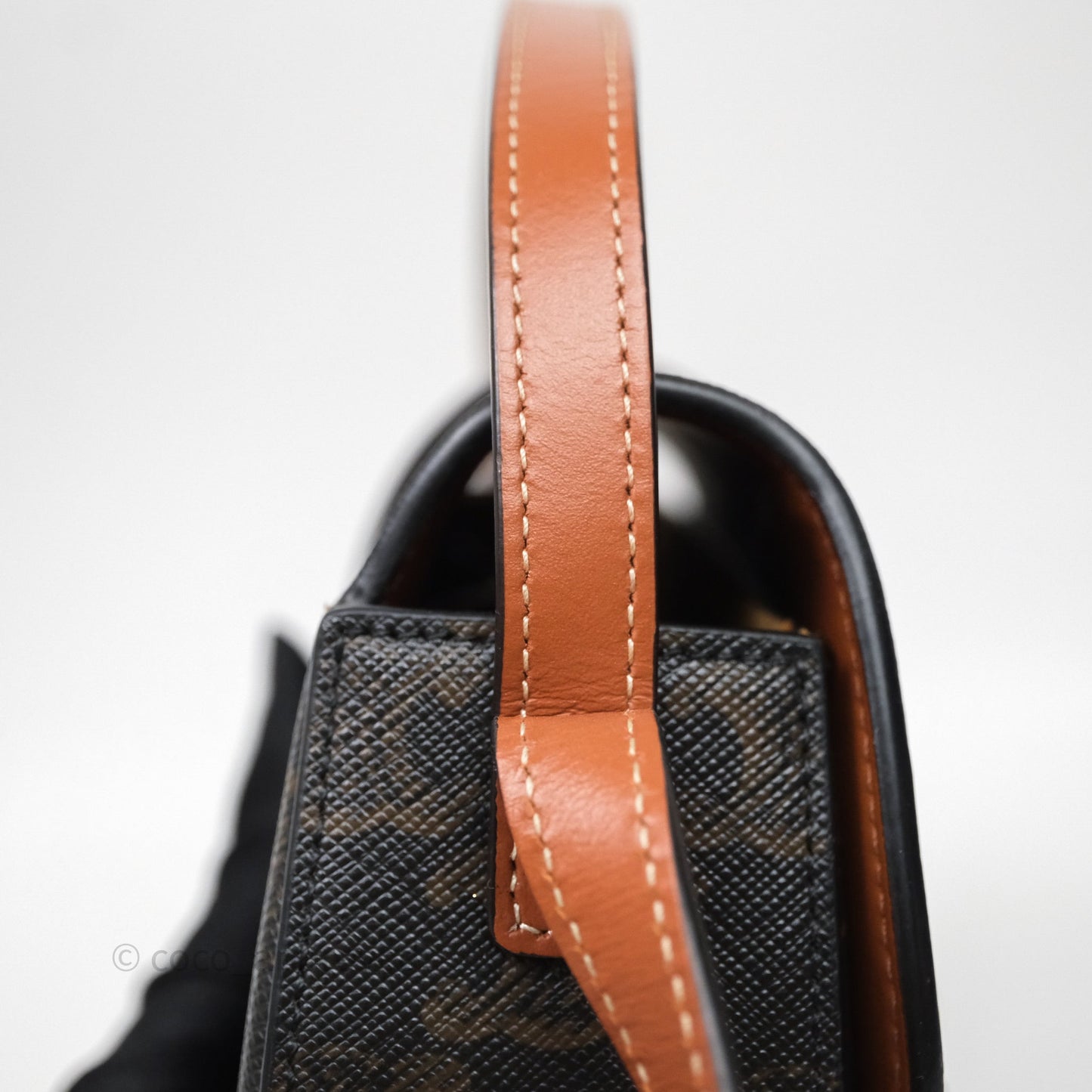 Celine Clutch on Strap Tabou Triomphe Canvas Tan Calfskin