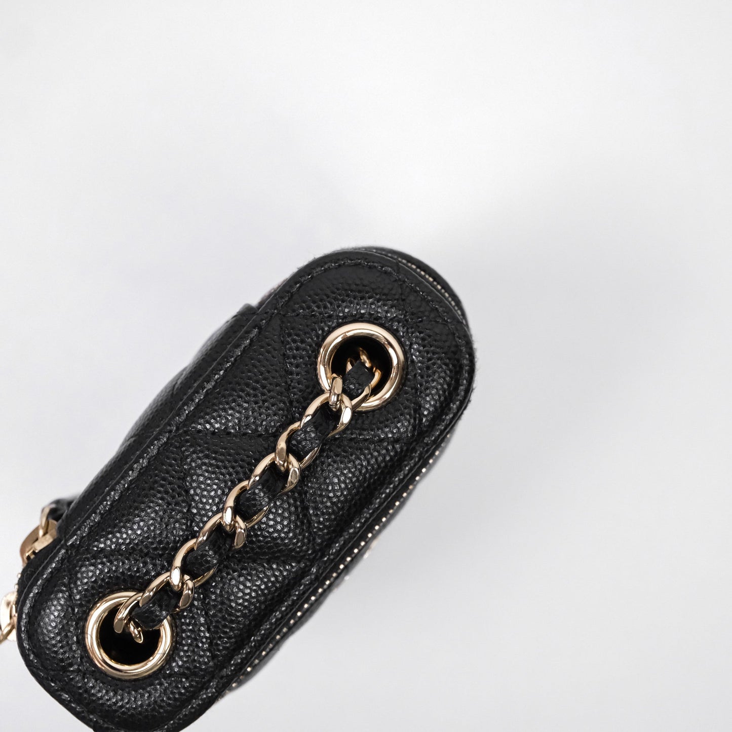 Chanel Classic Mini Vanity With Chain Black Caviar Gold Hardware