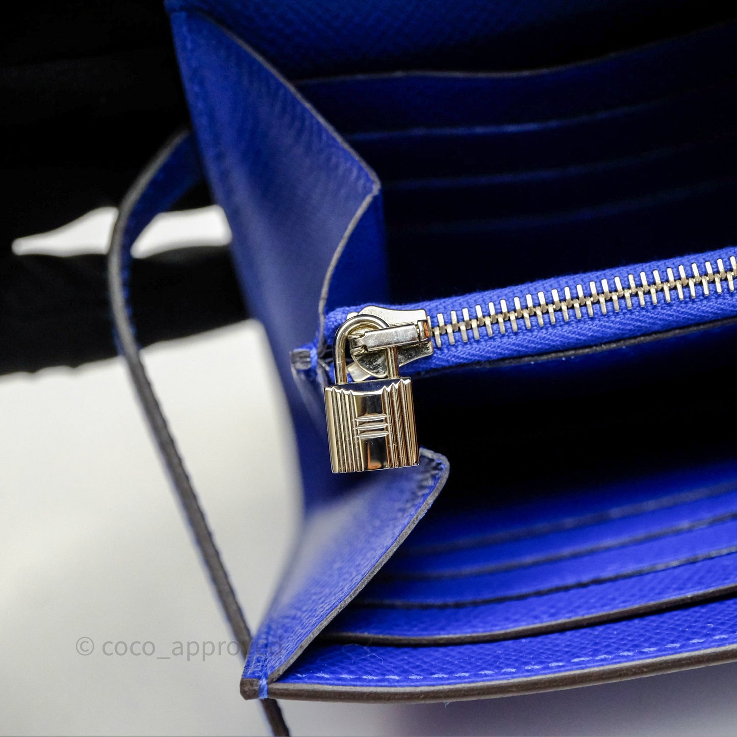 Hermès Kelly Wallet Bleu Électrique 7T Epsom Palladium Hardware