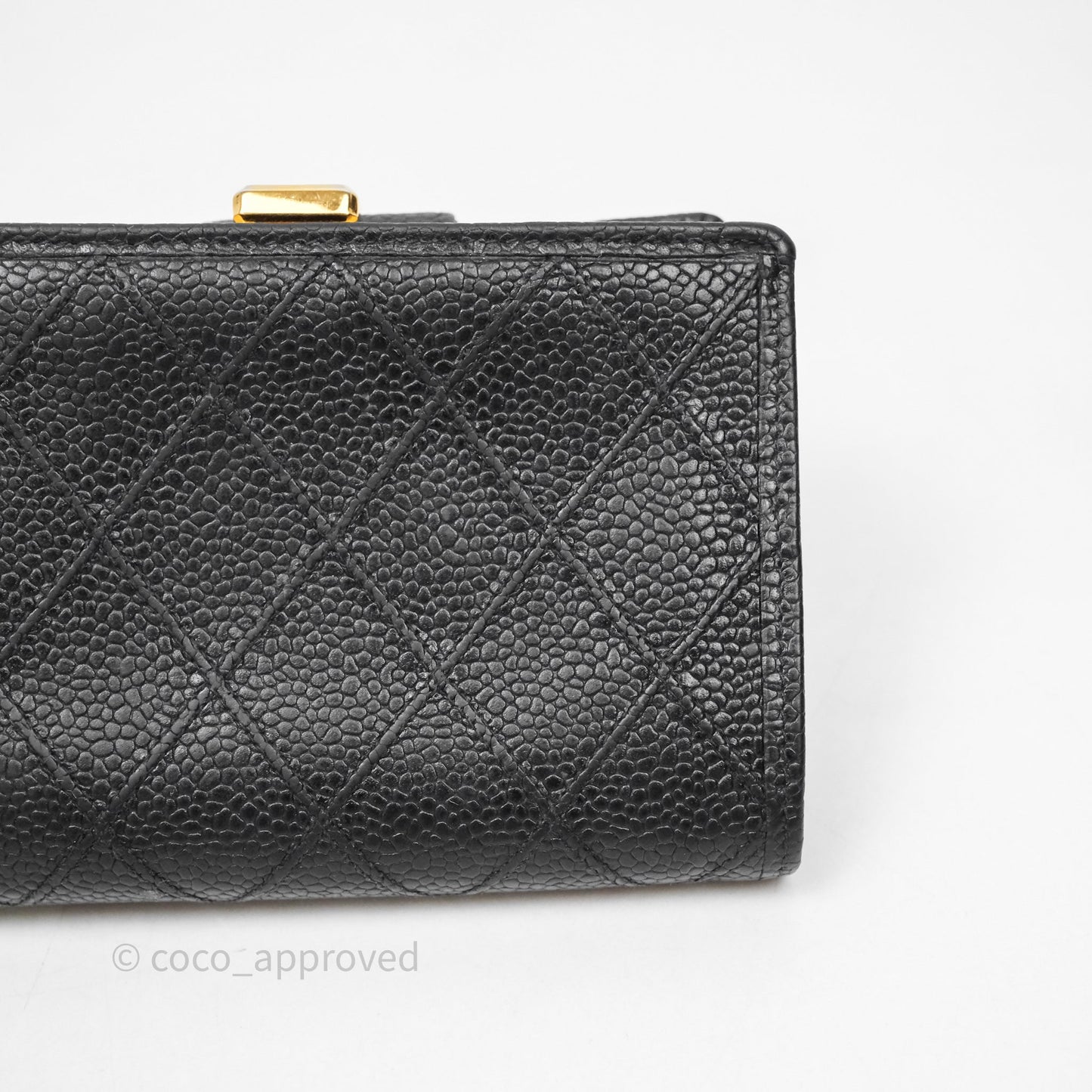 Chanel Vintage Buckle Wallet Black Caviar Gold Hardware⁣