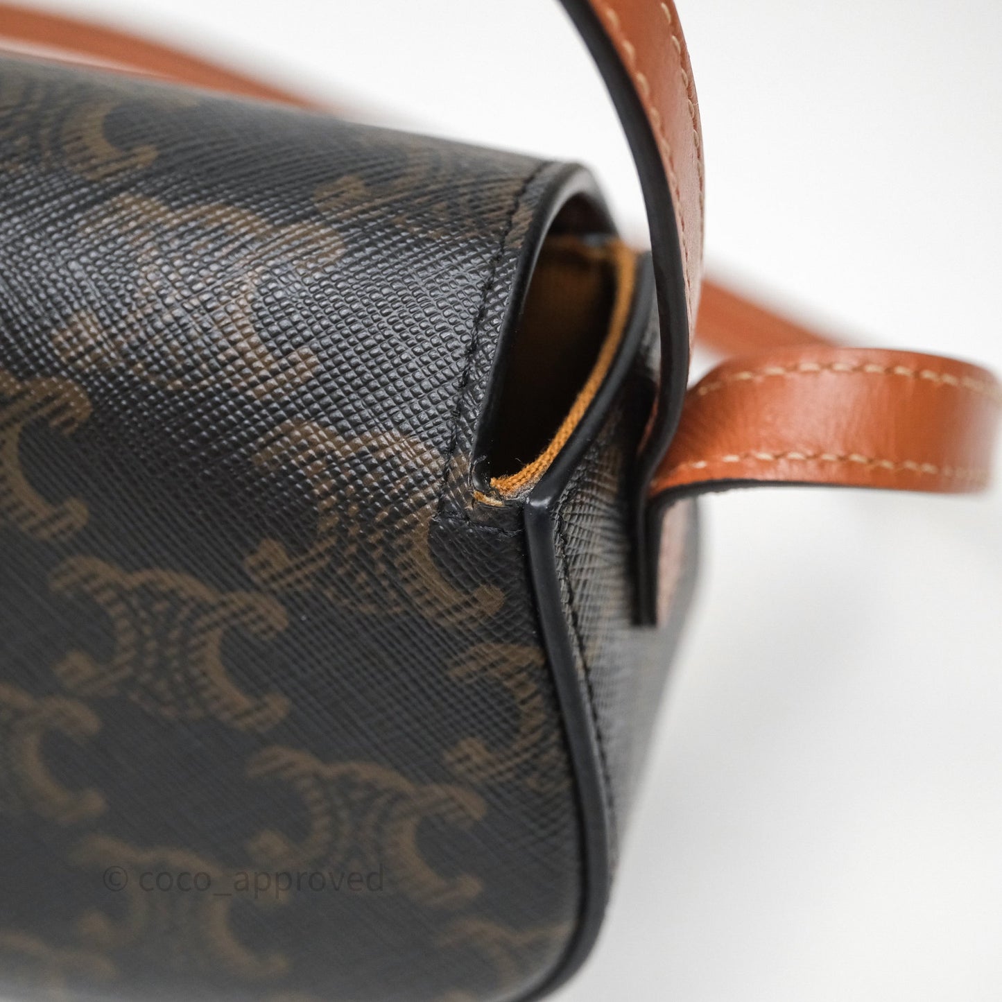 Celine Clutch on Strap Tabou Triomphe Canvas Tan Calfskin