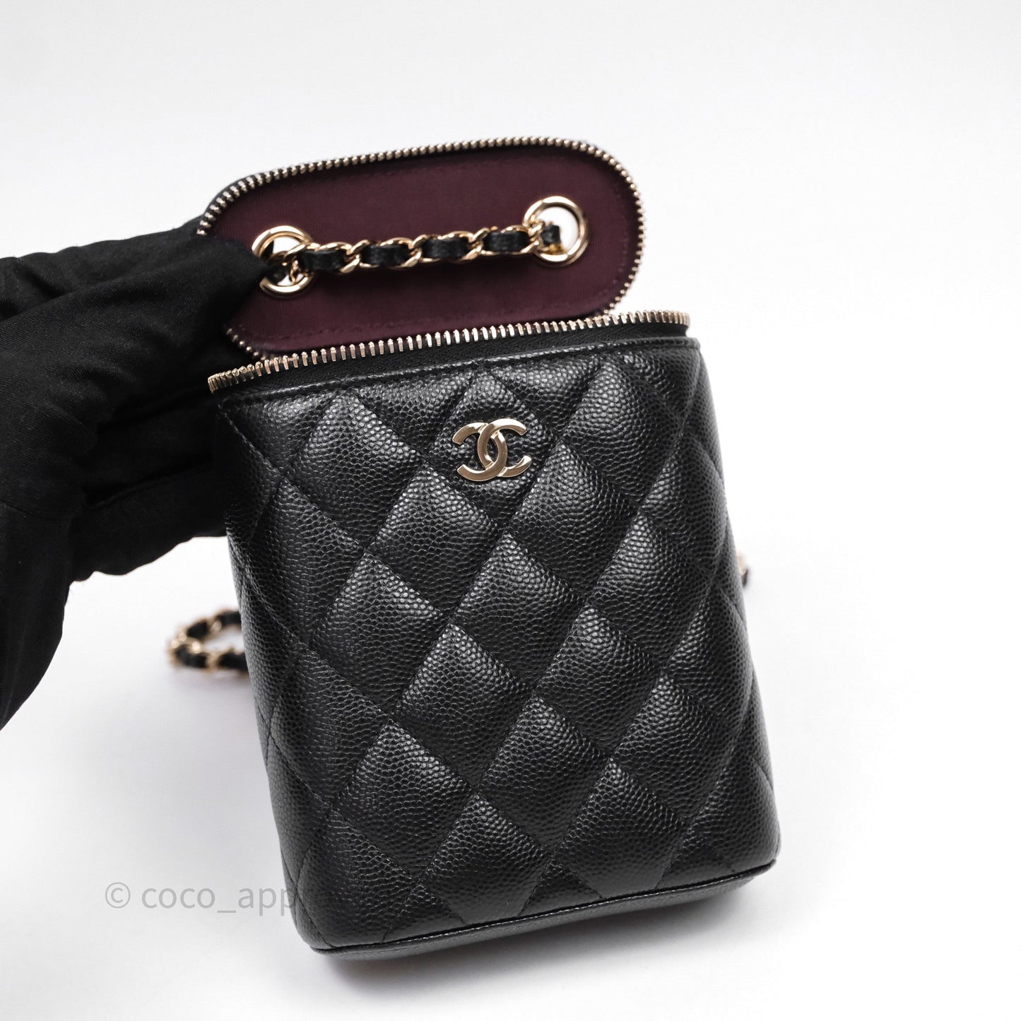 Chanel Classic Mini Vanity With Chain Black Caviar Gold Hardware