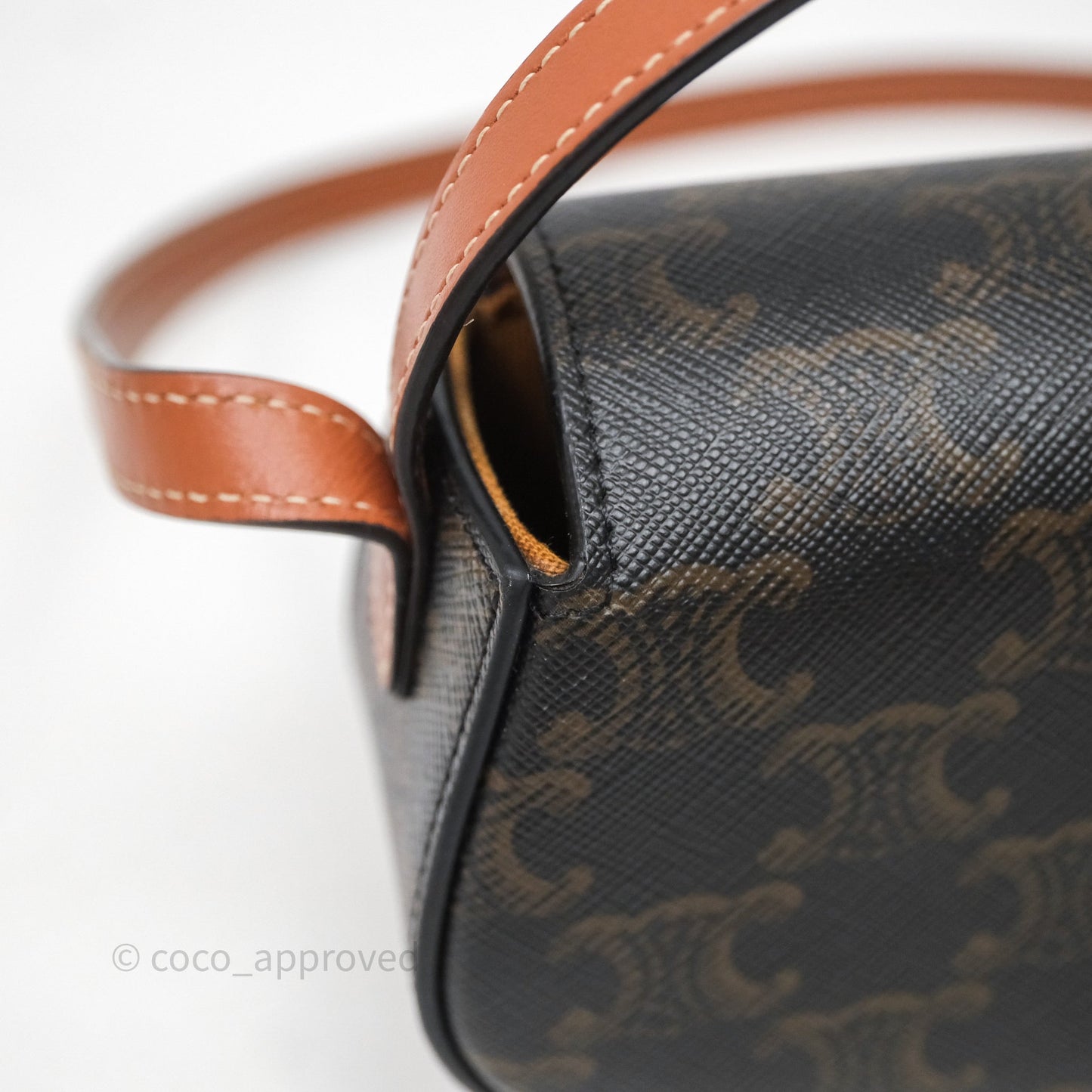 Celine Clutch on Strap Tabou Triomphe Canvas Tan Calfskin