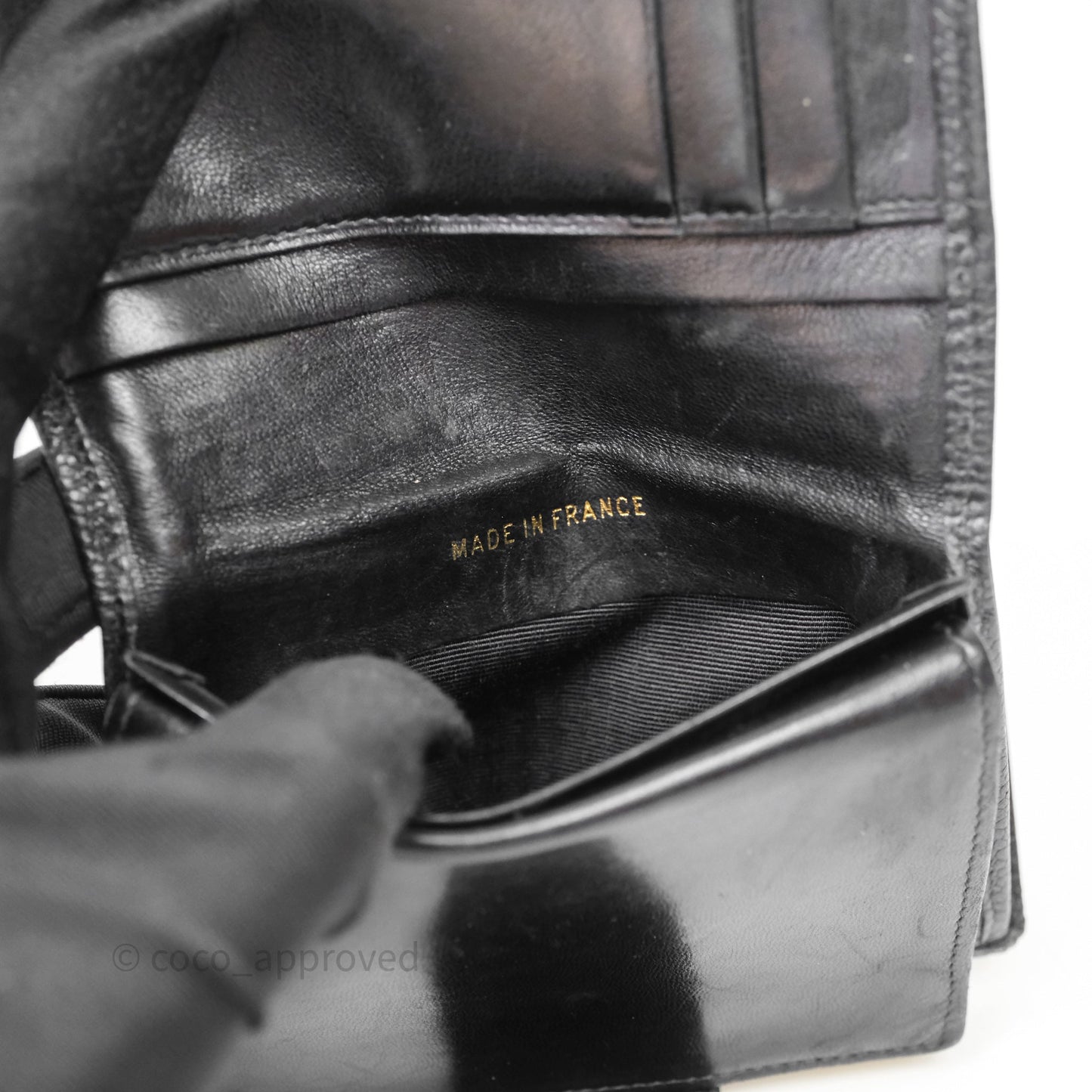 Chanel Vintage Buckle Wallet Black Caviar Gold Hardware⁣