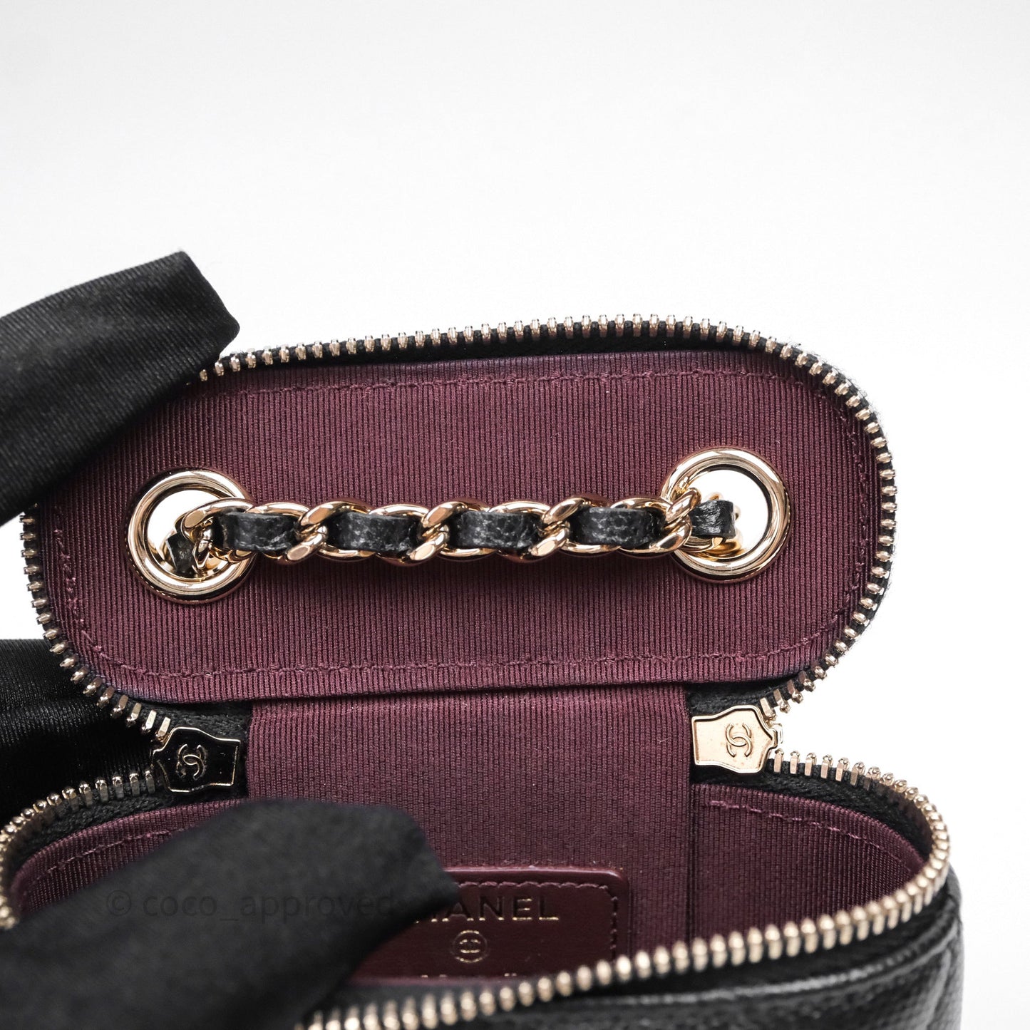 Chanel Classic Mini Vanity With Chain Black Caviar Gold Hardware