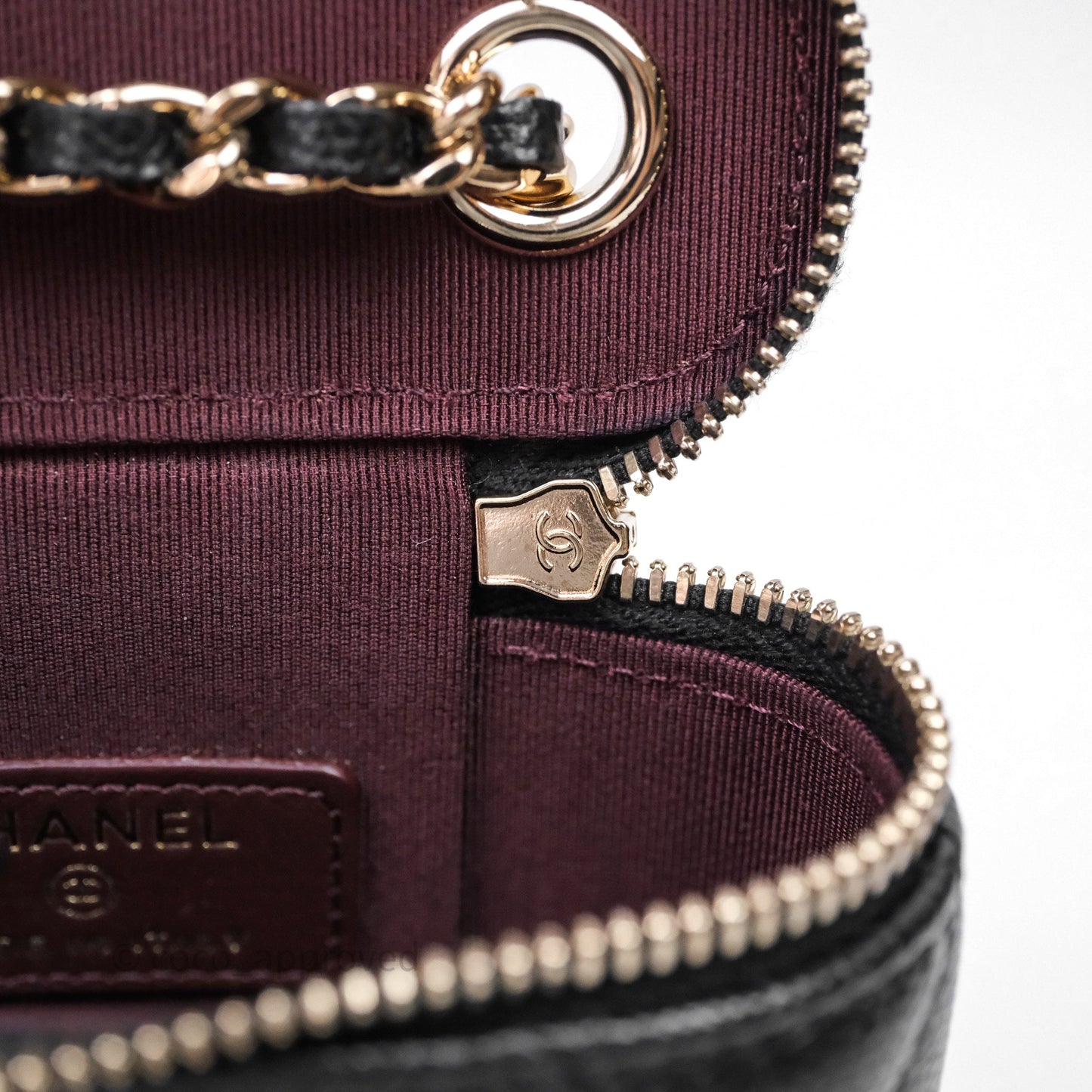 Chanel Classic Mini Vanity With Chain Black Caviar Gold Hardware
