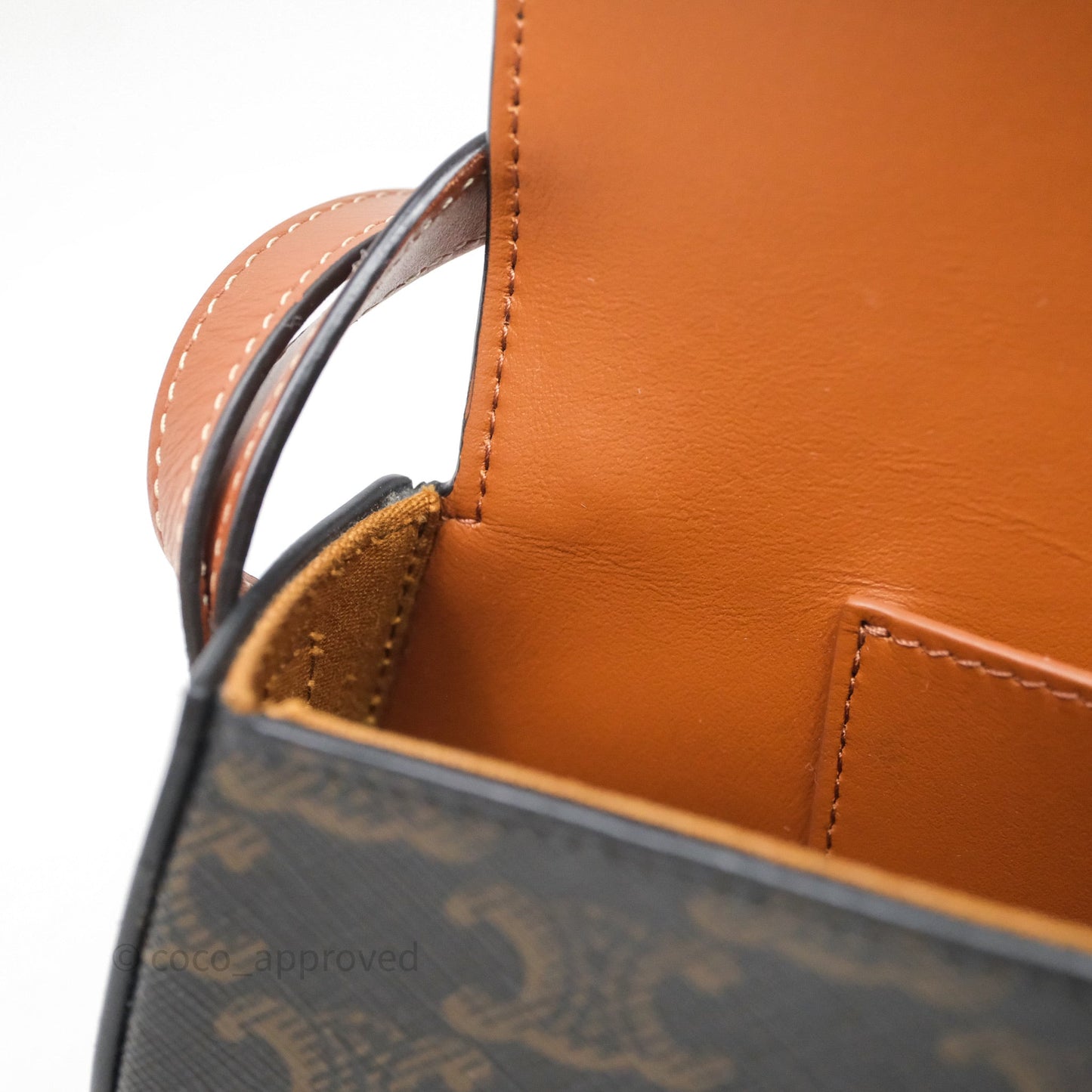 Celine Clutch on Strap Tabou Triomphe Canvas Tan Calfskin