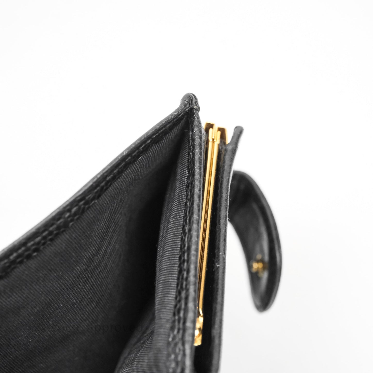 Chanel Vintage Buckle Wallet Black Caviar Gold Hardware⁣