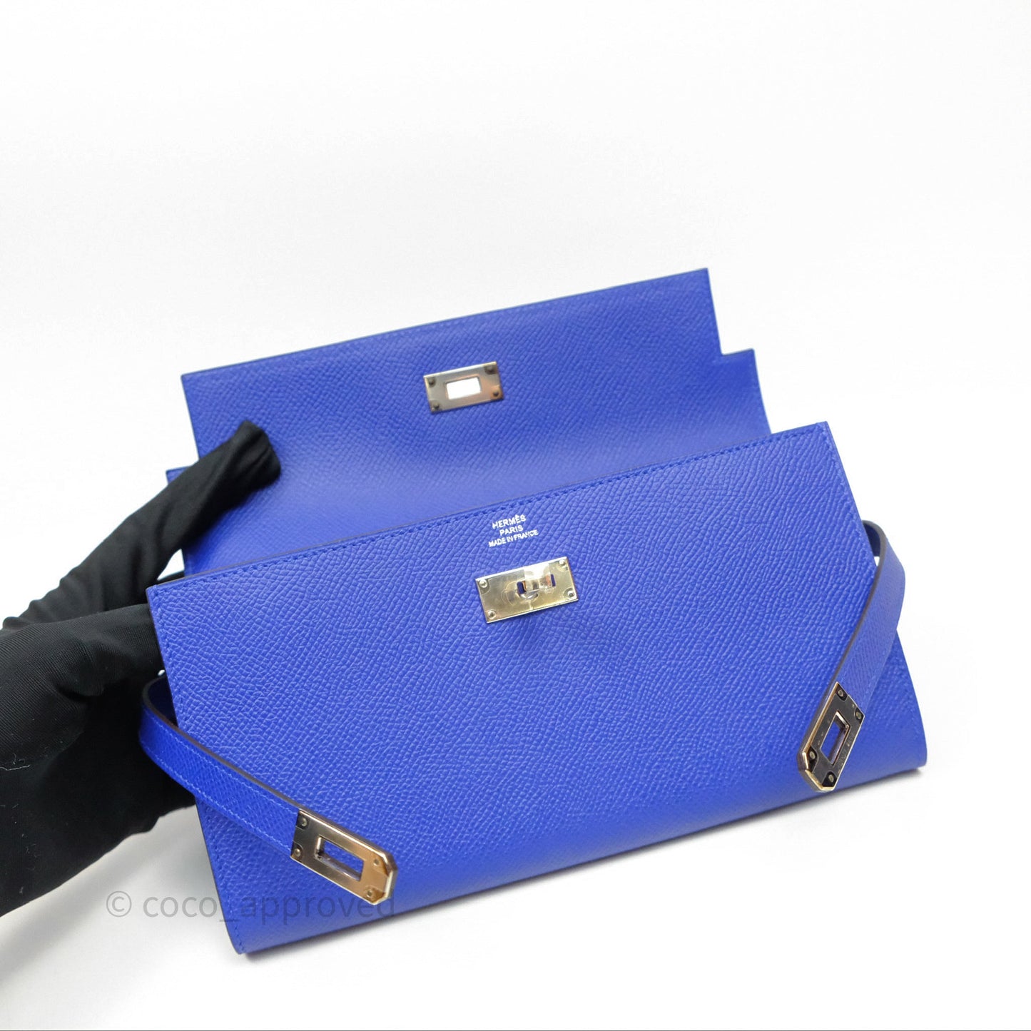Hermès Kelly Wallet Bleu Électrique 7T Epsom Palladium Hardware