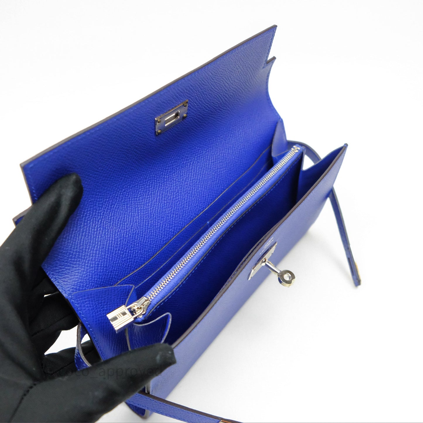 Hermès Kelly Wallet Bleu Électrique 7T Epsom Palladium Hardware