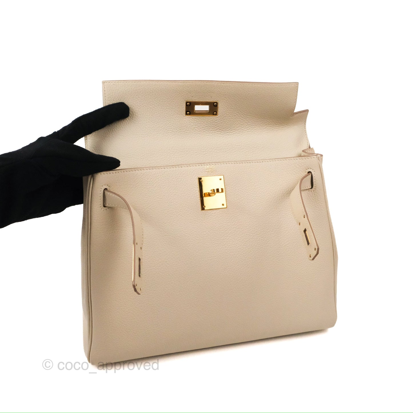 Hermès Kelly Retourne 28 Craie Togo Gold Hardware