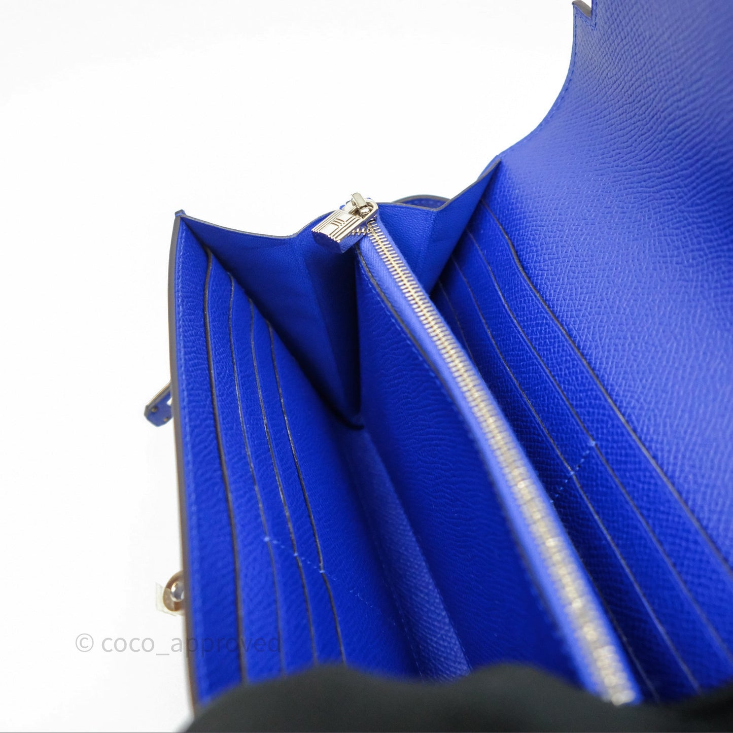 Hermès Kelly Wallet Bleu Électrique 7T Epsom Palladium Hardware