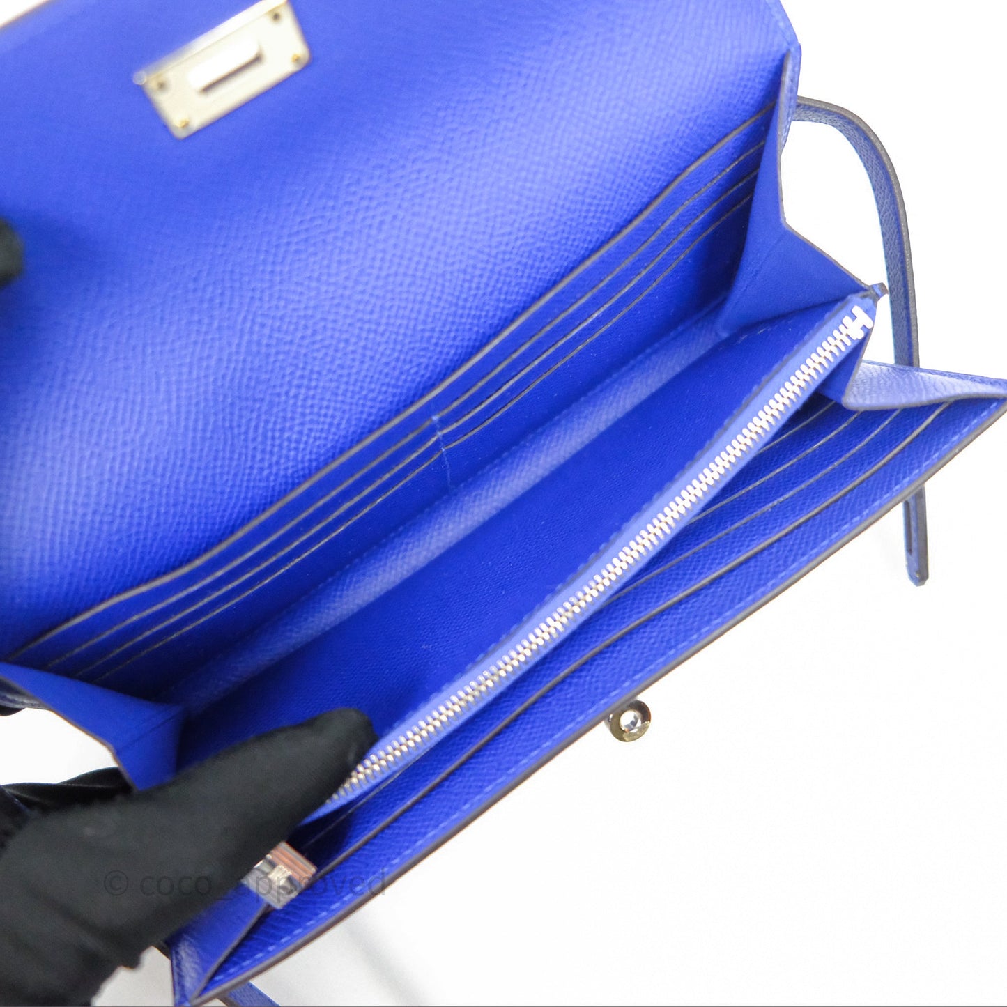 Hermès Kelly Wallet Bleu Électrique 7T Epsom Palladium Hardware