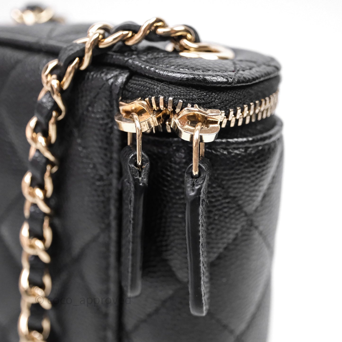 Chanel Classic Mini Vanity With Chain Black Caviar Gold Hardware