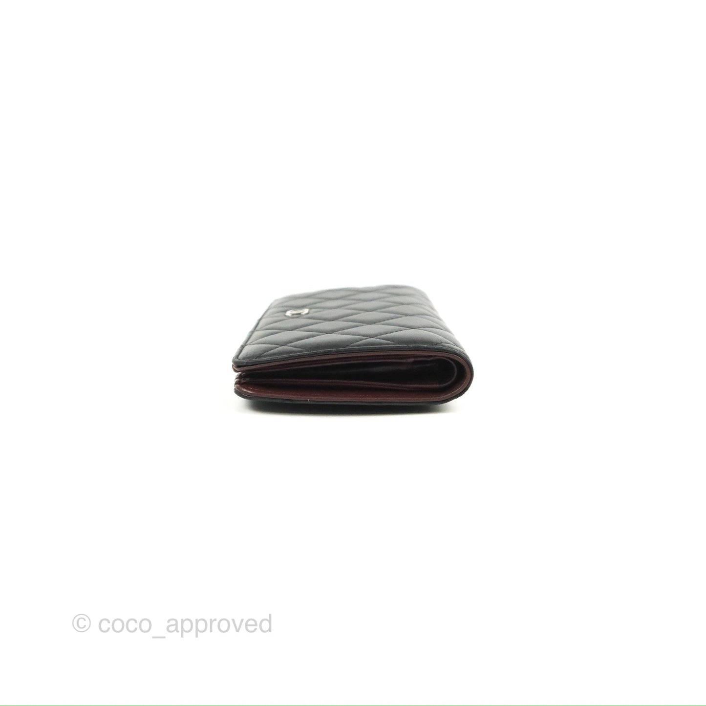 Chanel Classic Quilted Long Wallet Black Lambskin Silver Hardware