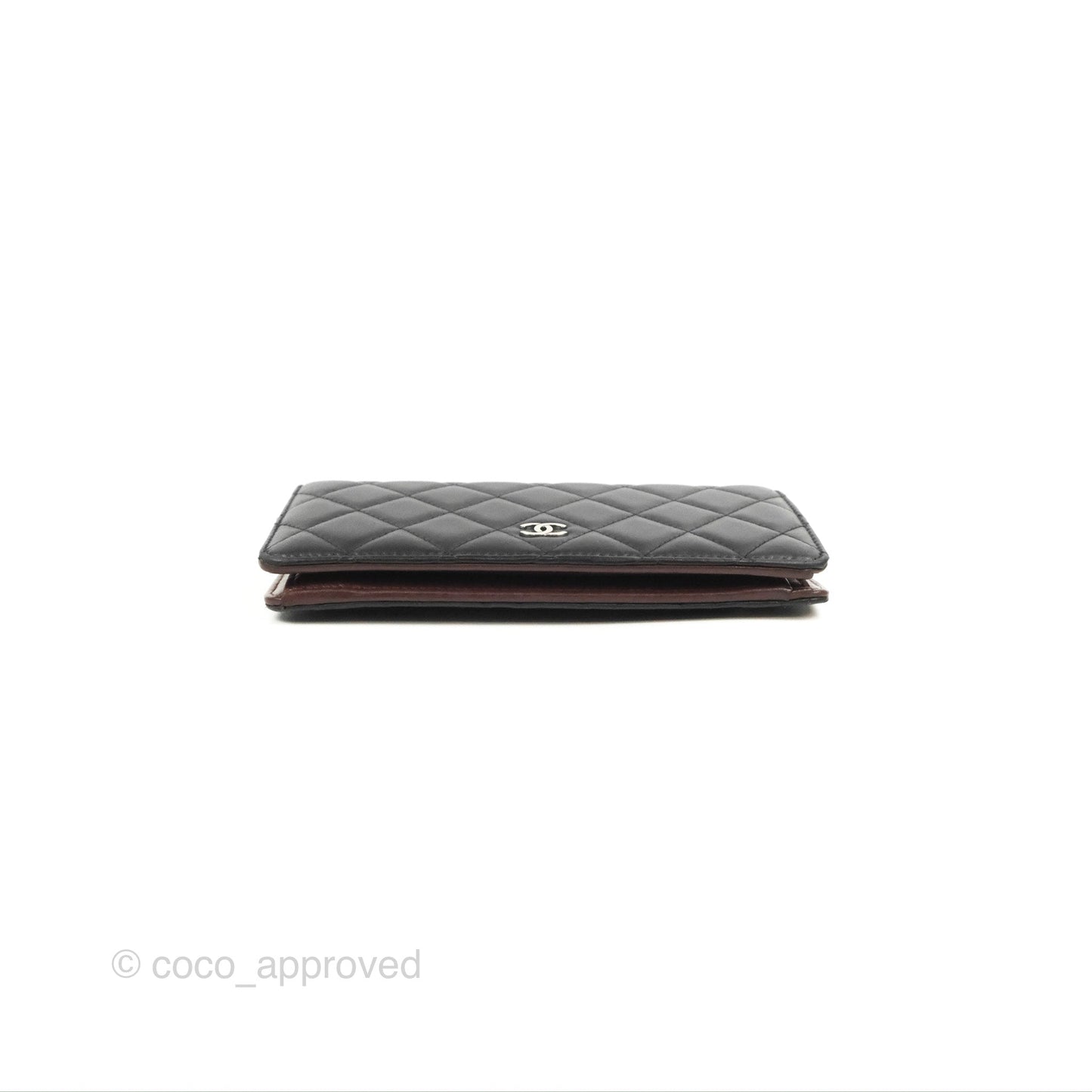 Chanel Classic Quilted Long Wallet Black Lambskin Silver Hardware