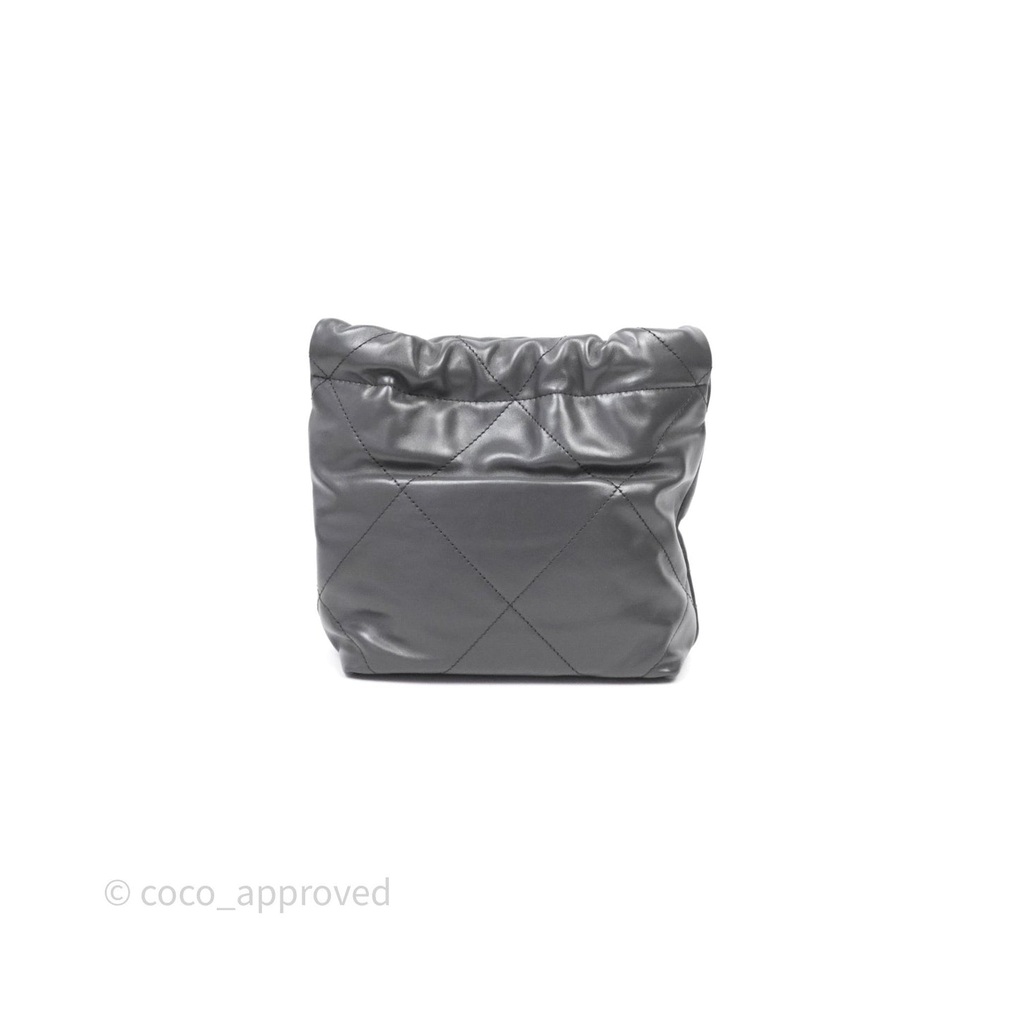 Chanel 22 Mini Bag Dark Grey Shiny Crumpled Calfskin Aged Gold Hardware