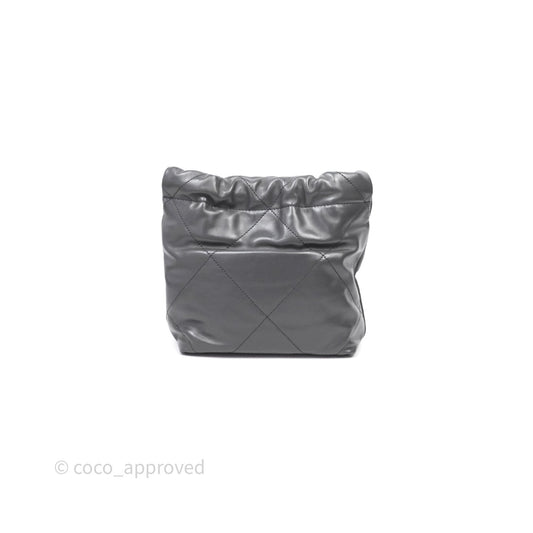 Chanel 22 Mini Bag Dark Grey Shiny Crumpled Calfskin Aged Gold Hardware