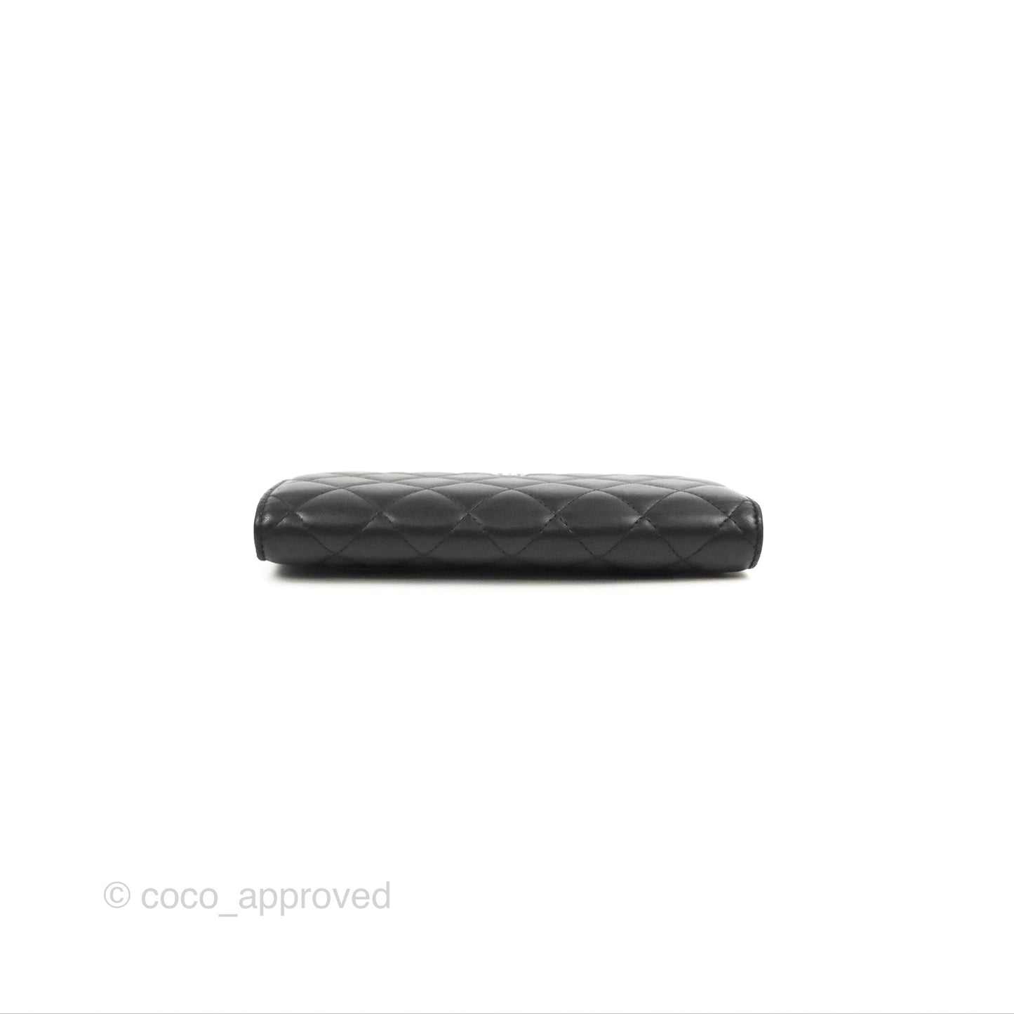 Chanel Classic Quilted Long Wallet Black Lambskin Silver Hardware